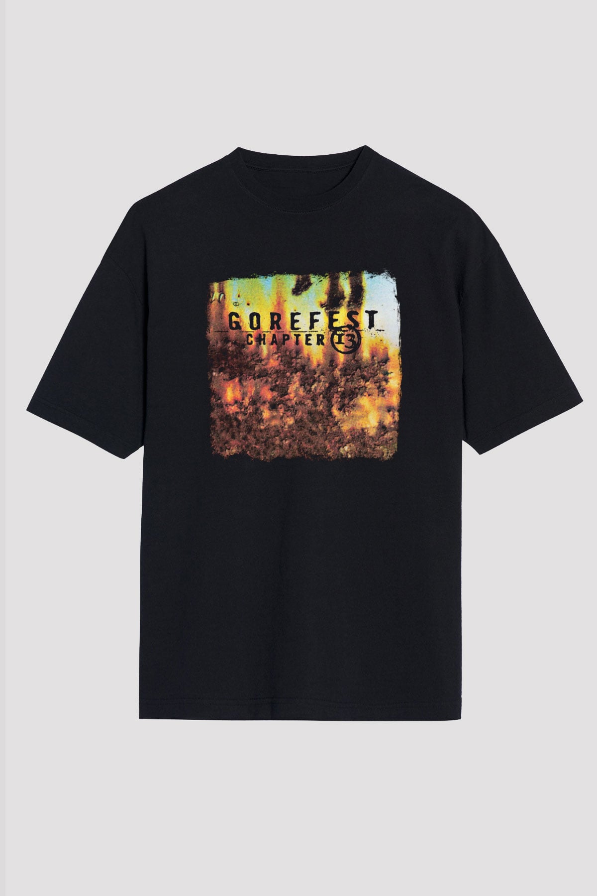 Gorefest Baskılı Unisex Siyah Oversize Tişört