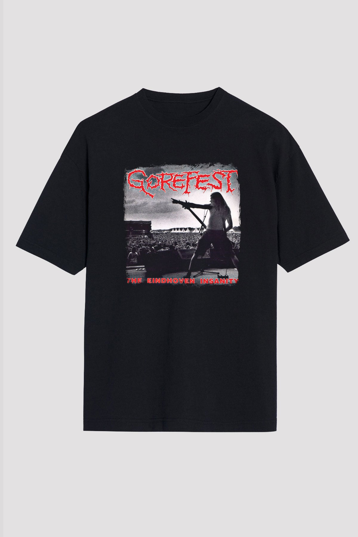 Gorefest Baskılı Unisex Siyah Oversize Tişört