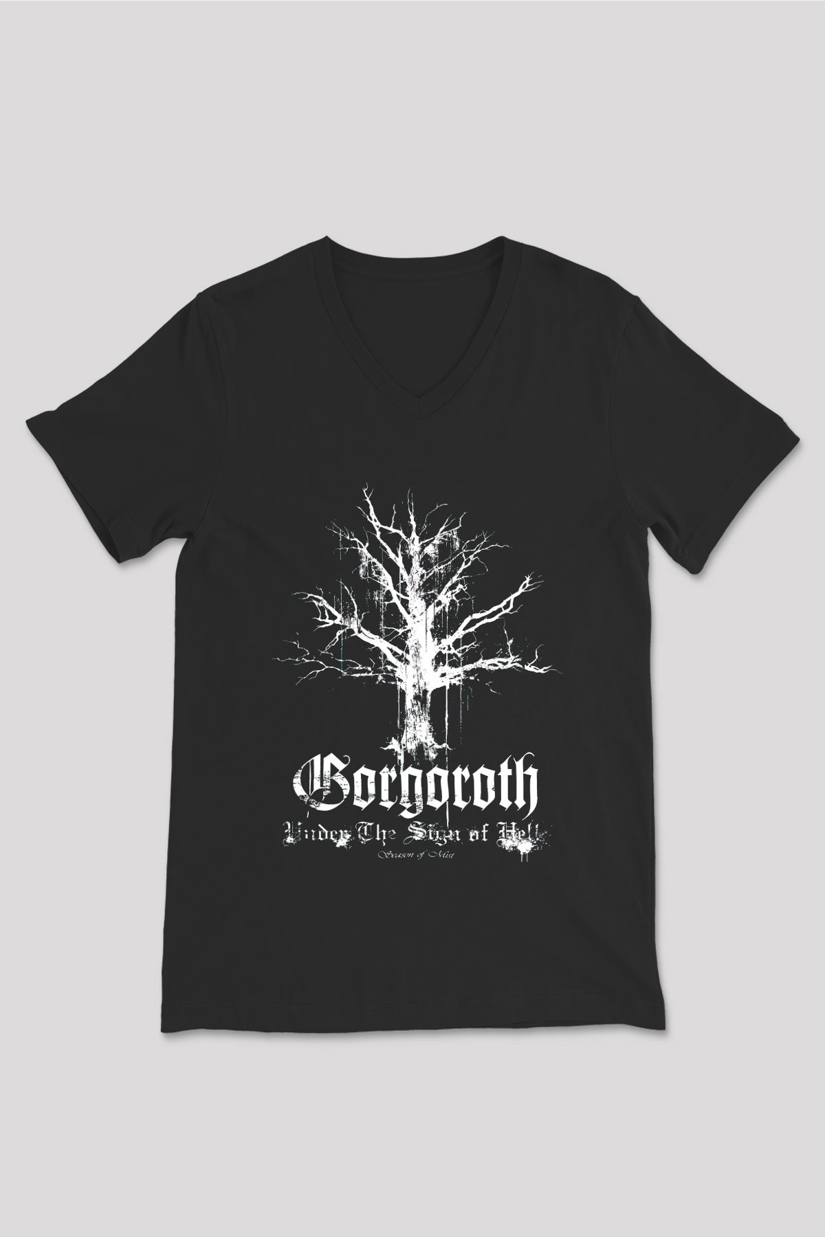 Gorgoroth Siyah Unisex V Yaka Tişört T-Shirt