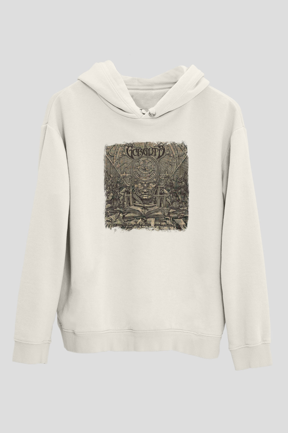 Gorguts Baskılı Unisex Beyaz Hoodie