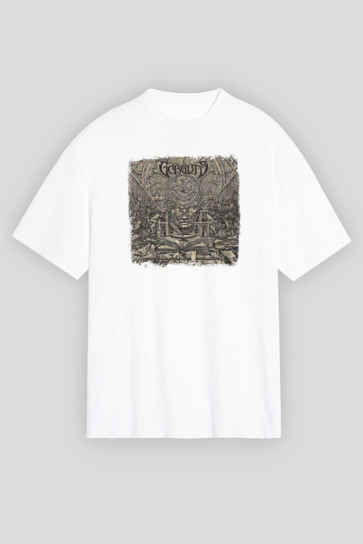 Gorguts Baskılı Unisex Beyaz Oversize Tişört