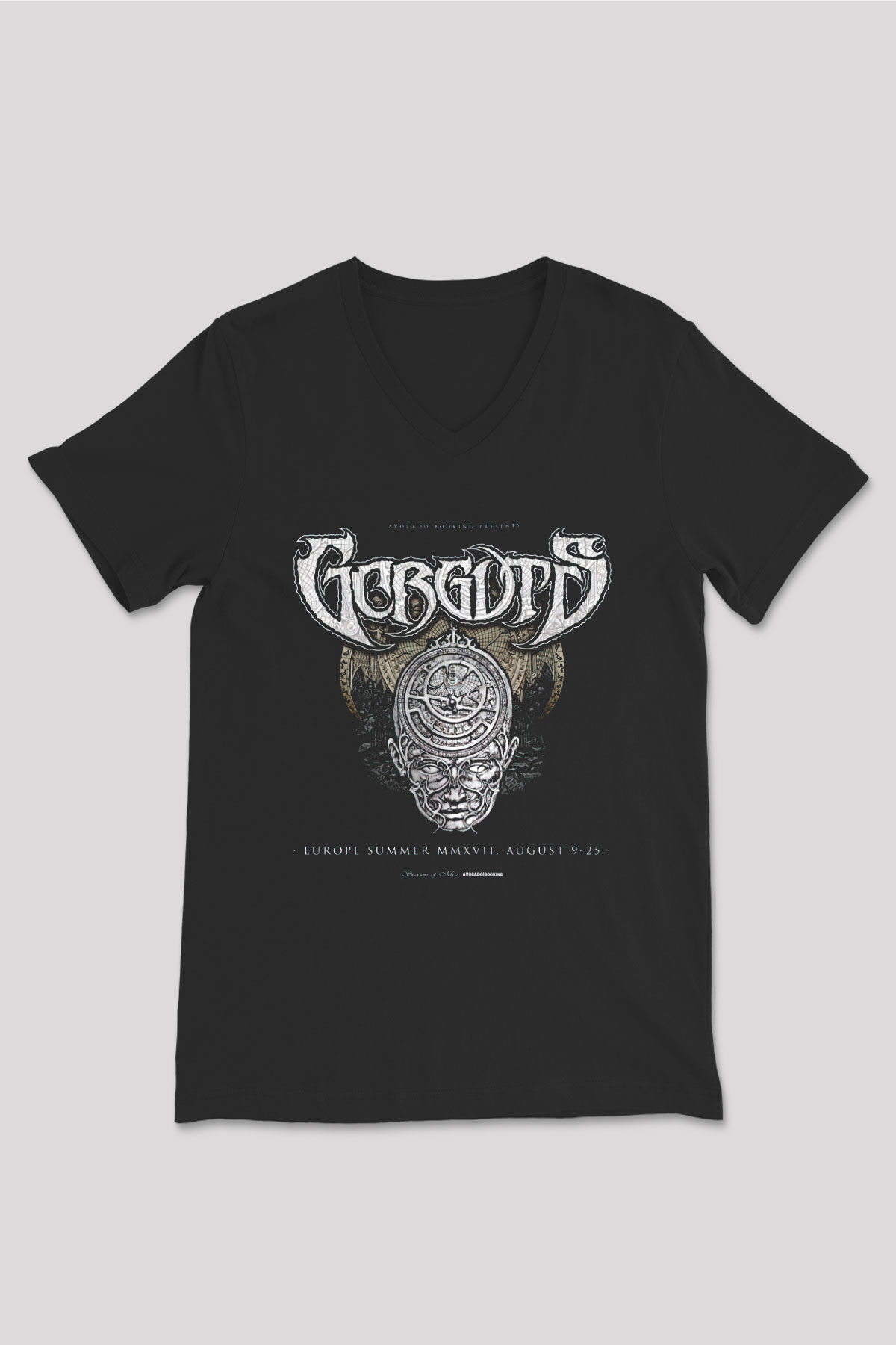 Gorguts Siyah Unisex V Yaka Tişört