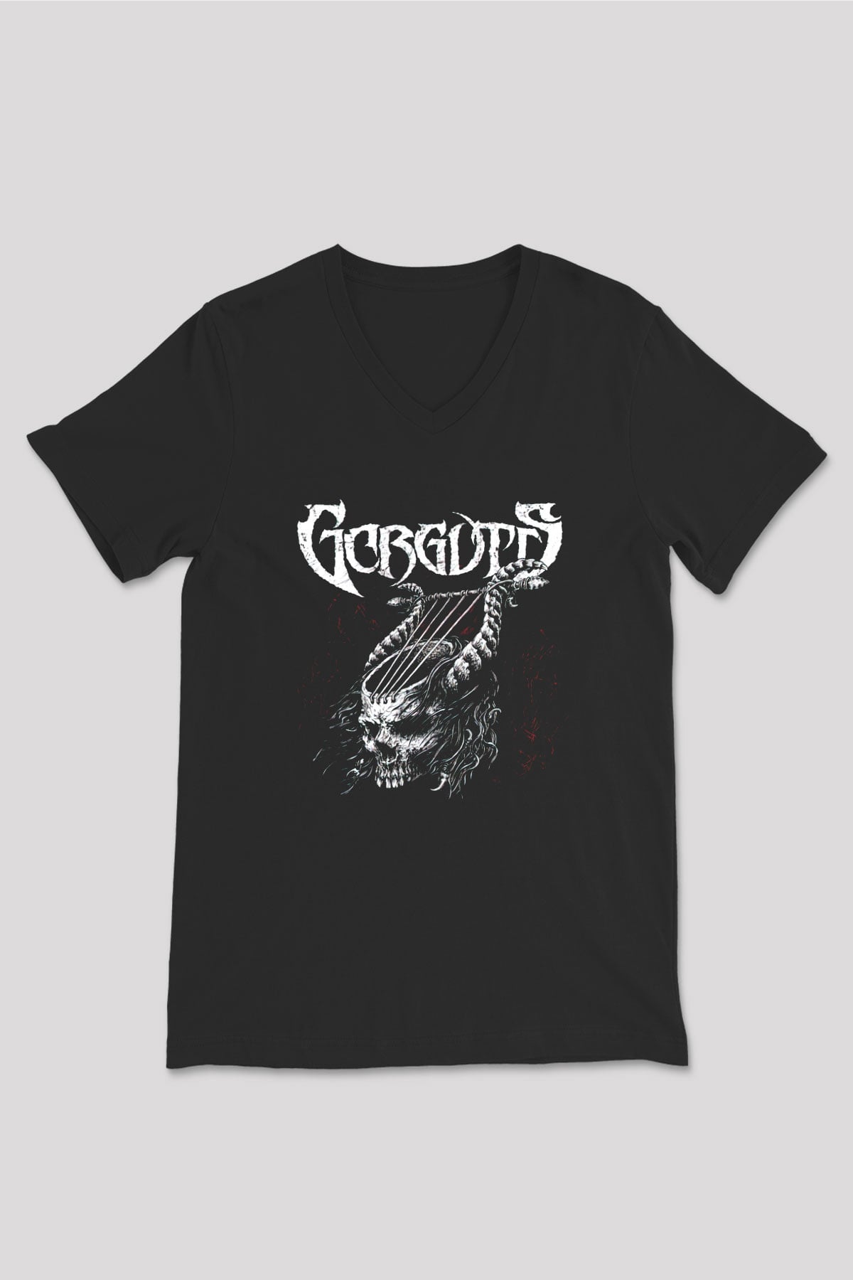 Gorguts Siyah Unisex V Yaka Tişört