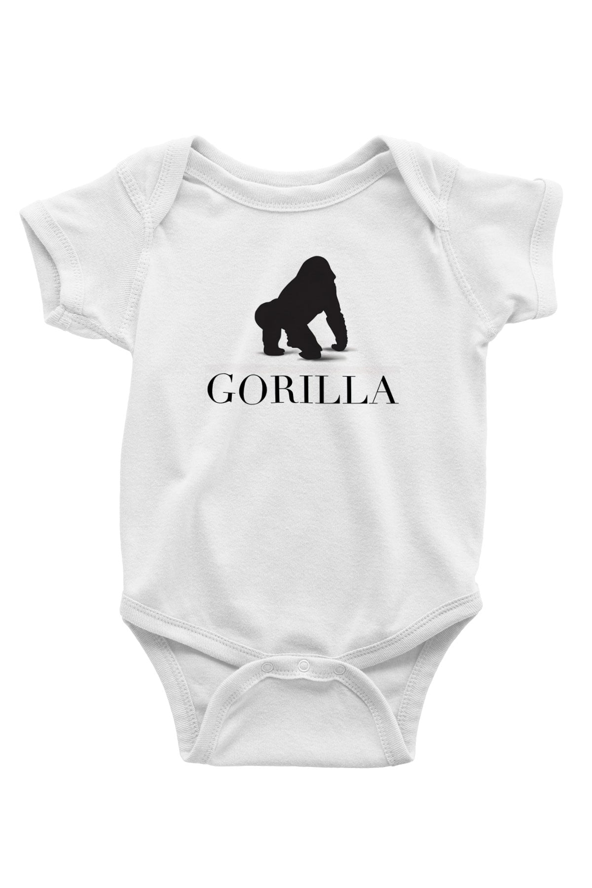 Goril Baskılı Beyaz Unisex Bebek Body - Zıbın