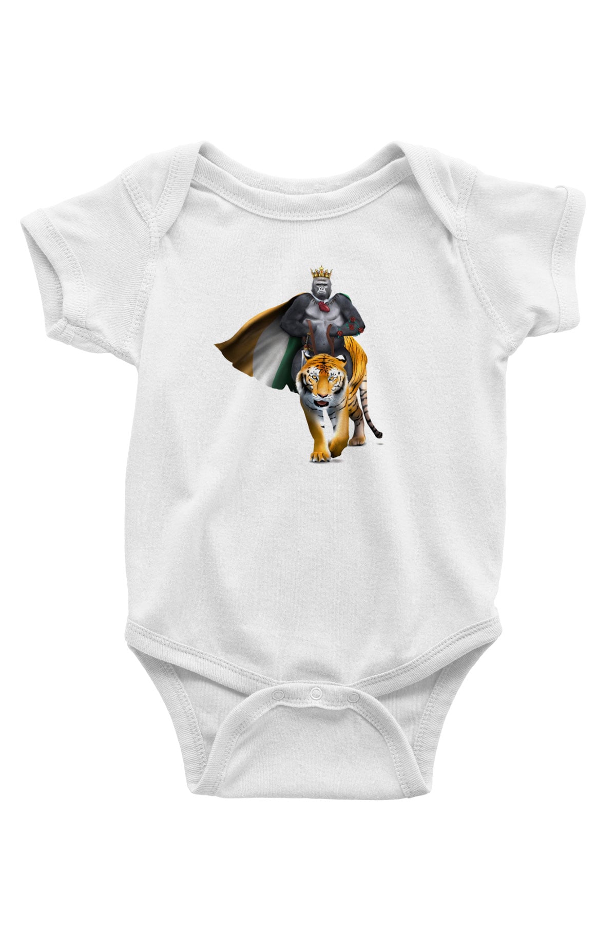 Goril Baskılı Beyaz Unisex Bebek Body - Zıbın