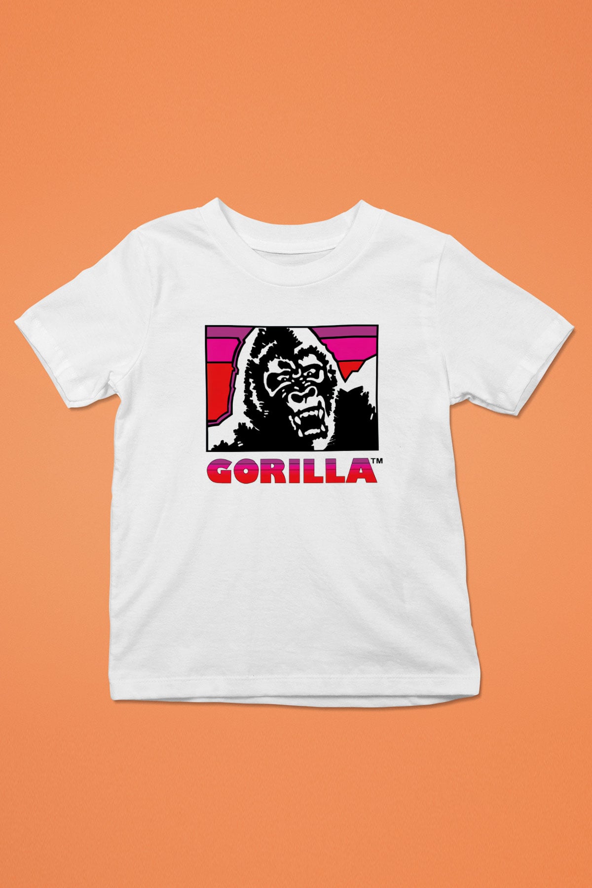Goril Baskılı Beyaz Unisex Çocuk Tişört