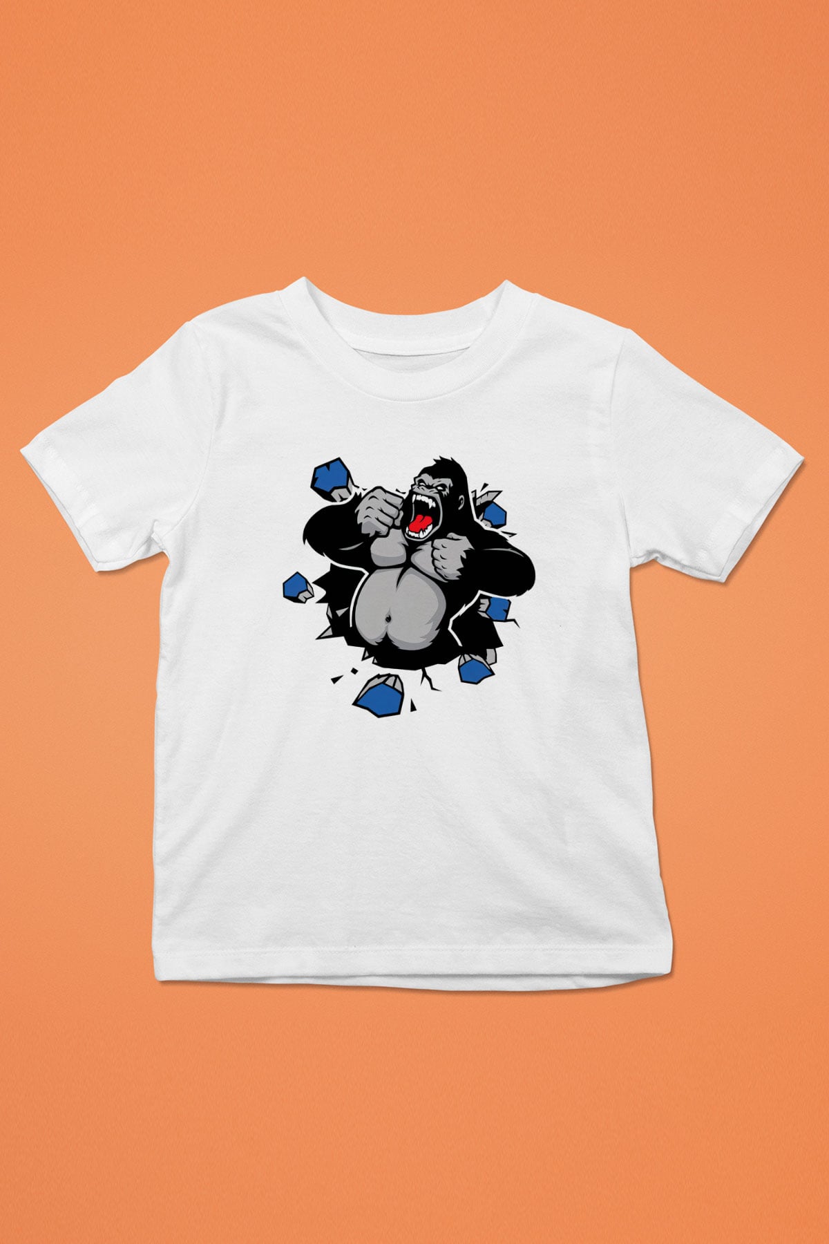 Goril Baskılı Beyaz Unisex Çocuk Tişört