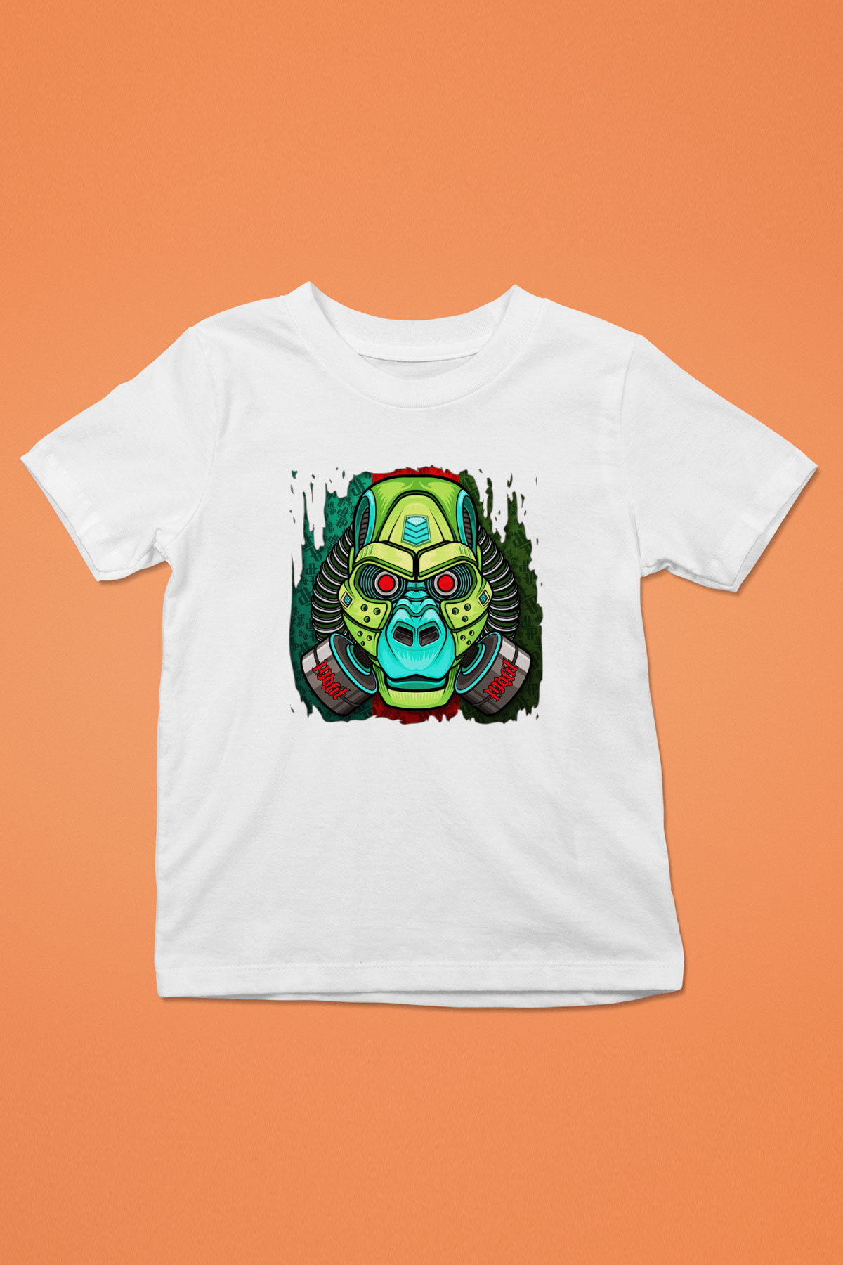 Goril Baskılı Beyaz Unisex Çocuk Tişört