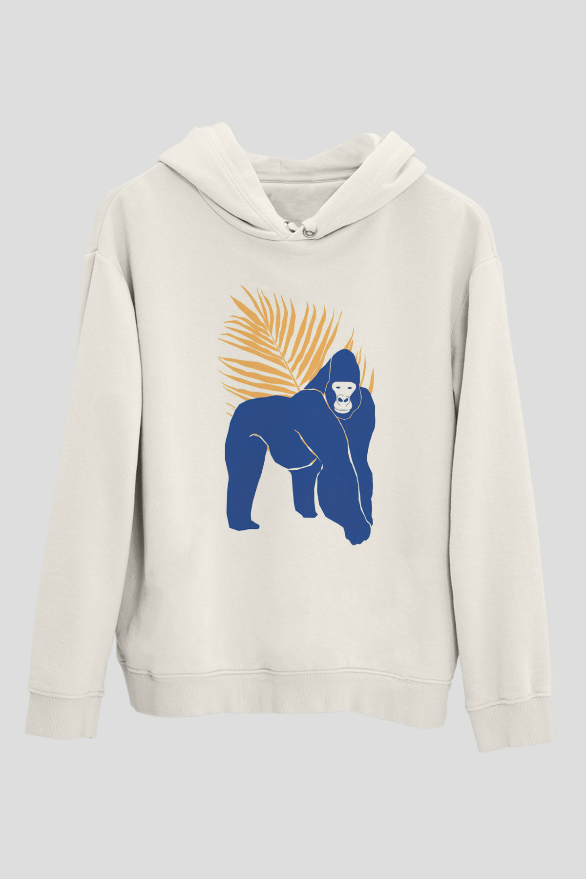 Goril Beyaz Unisex Hoodie