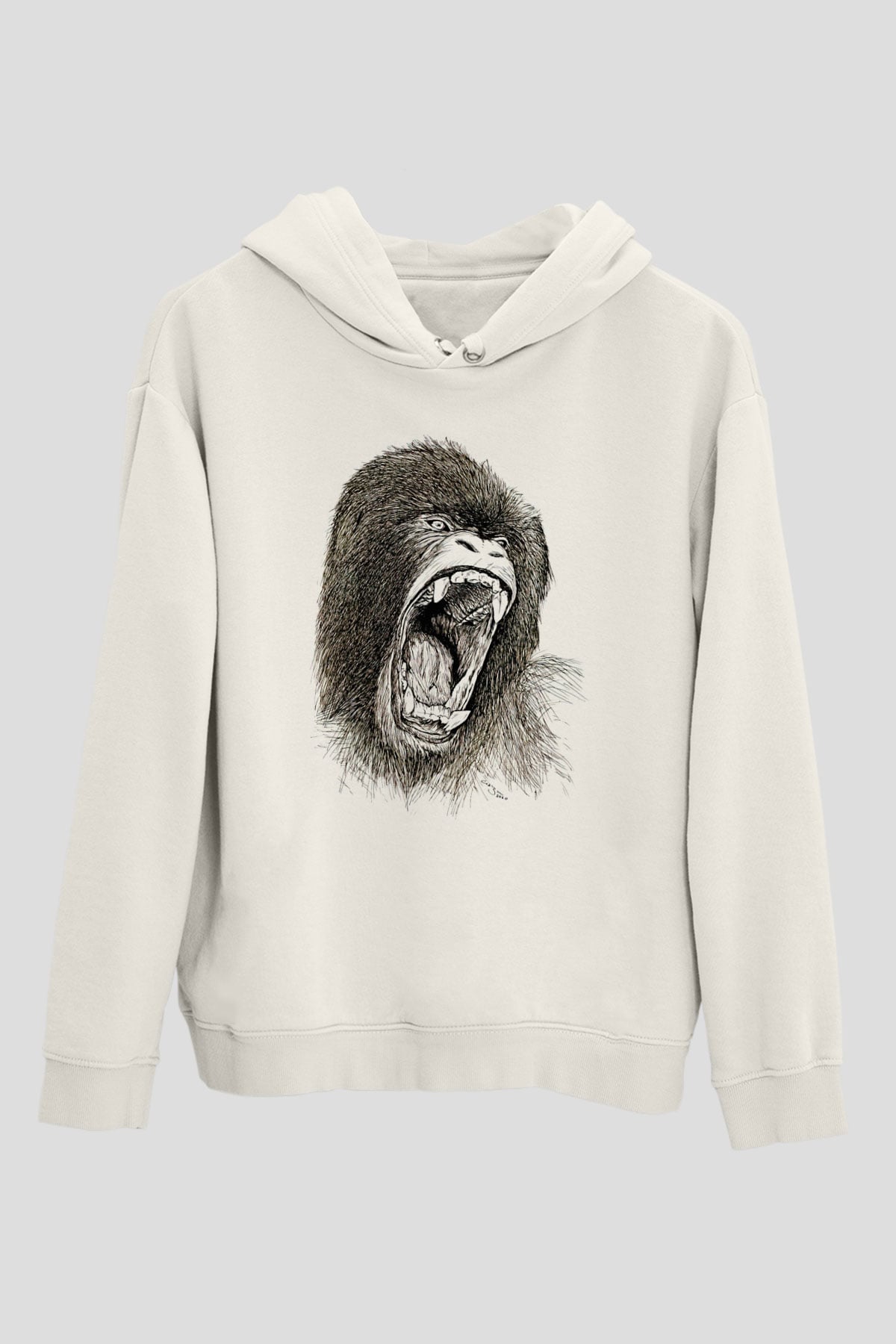 Goril Beyaz Unisex Hoodie