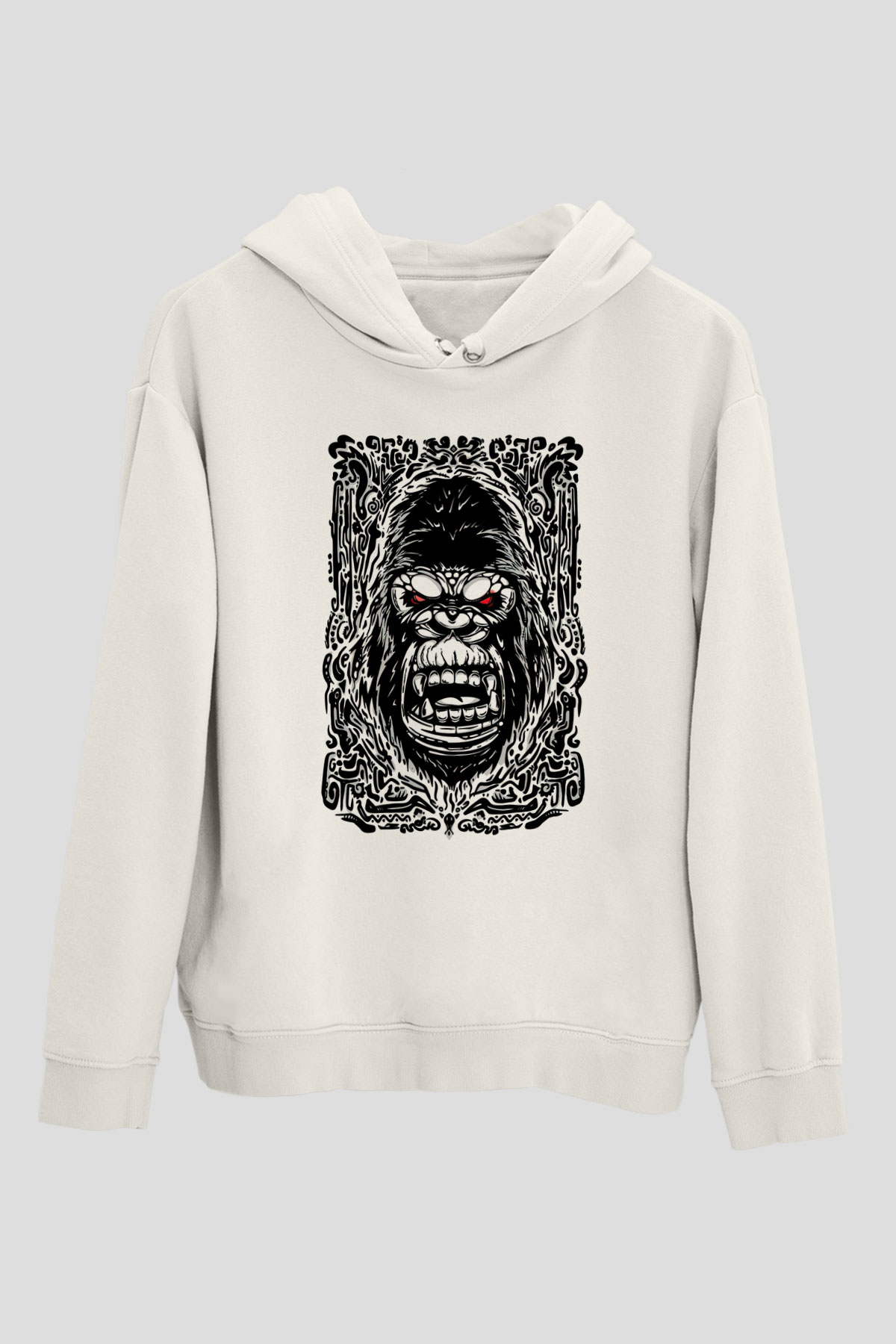 Goril Beyaz Unisex Hoodie