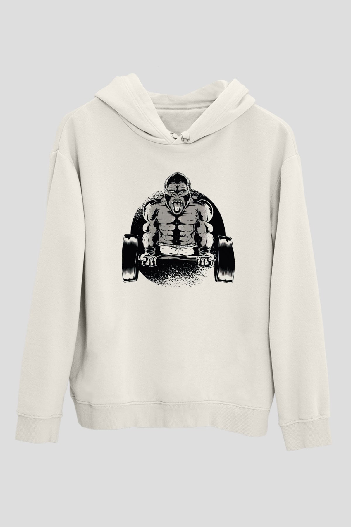 Goril Beyaz Unisex Hoodie