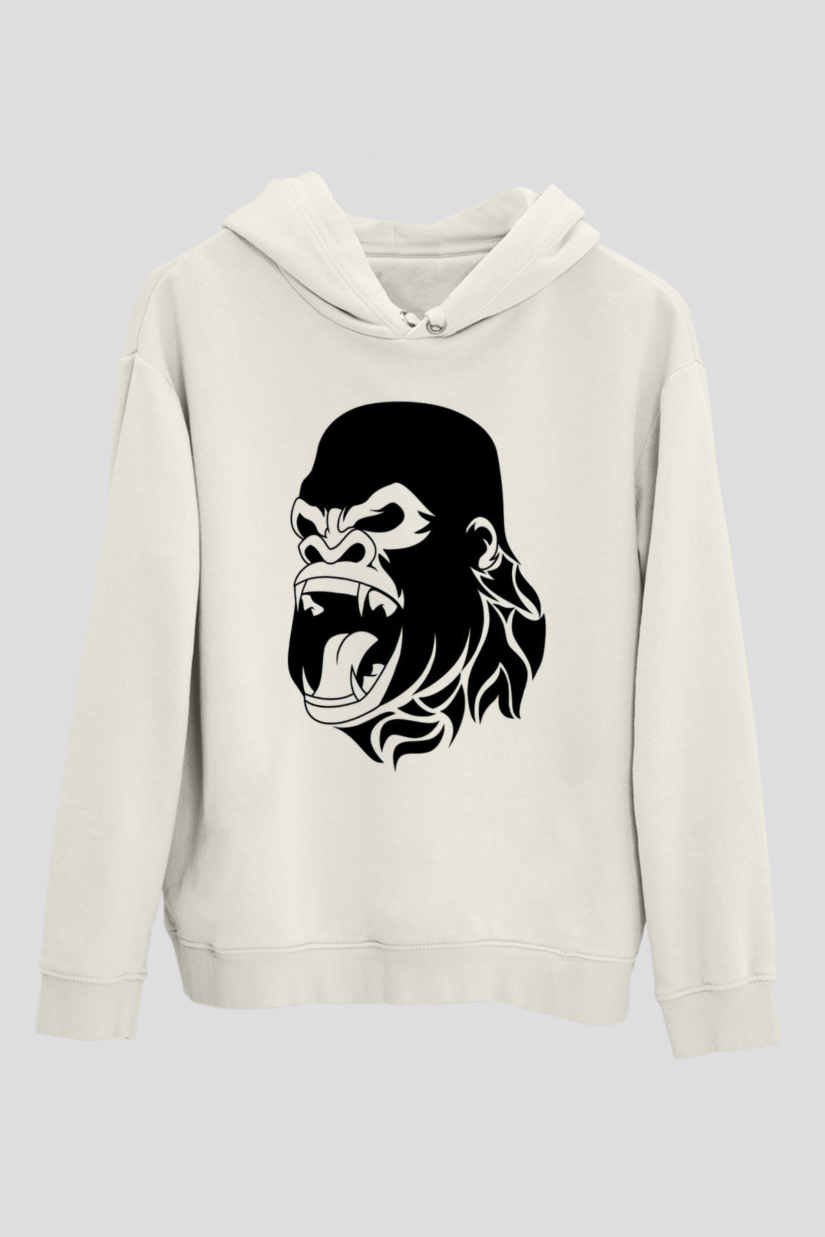 Goril Beyaz Unisex Hoodie