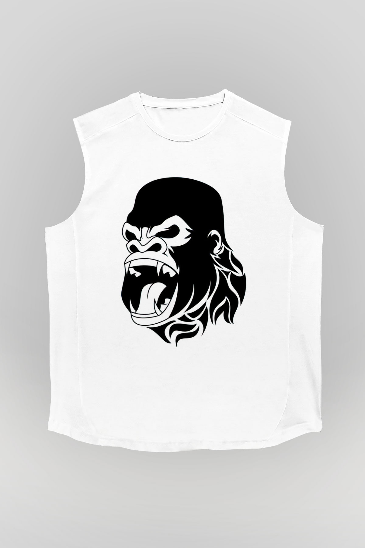 Goril Beyaz Unisex Kolsuz Tişört