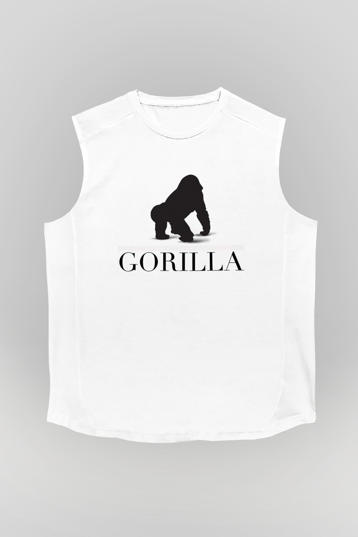 Goril Beyaz Unisex Kolsuz Tişört