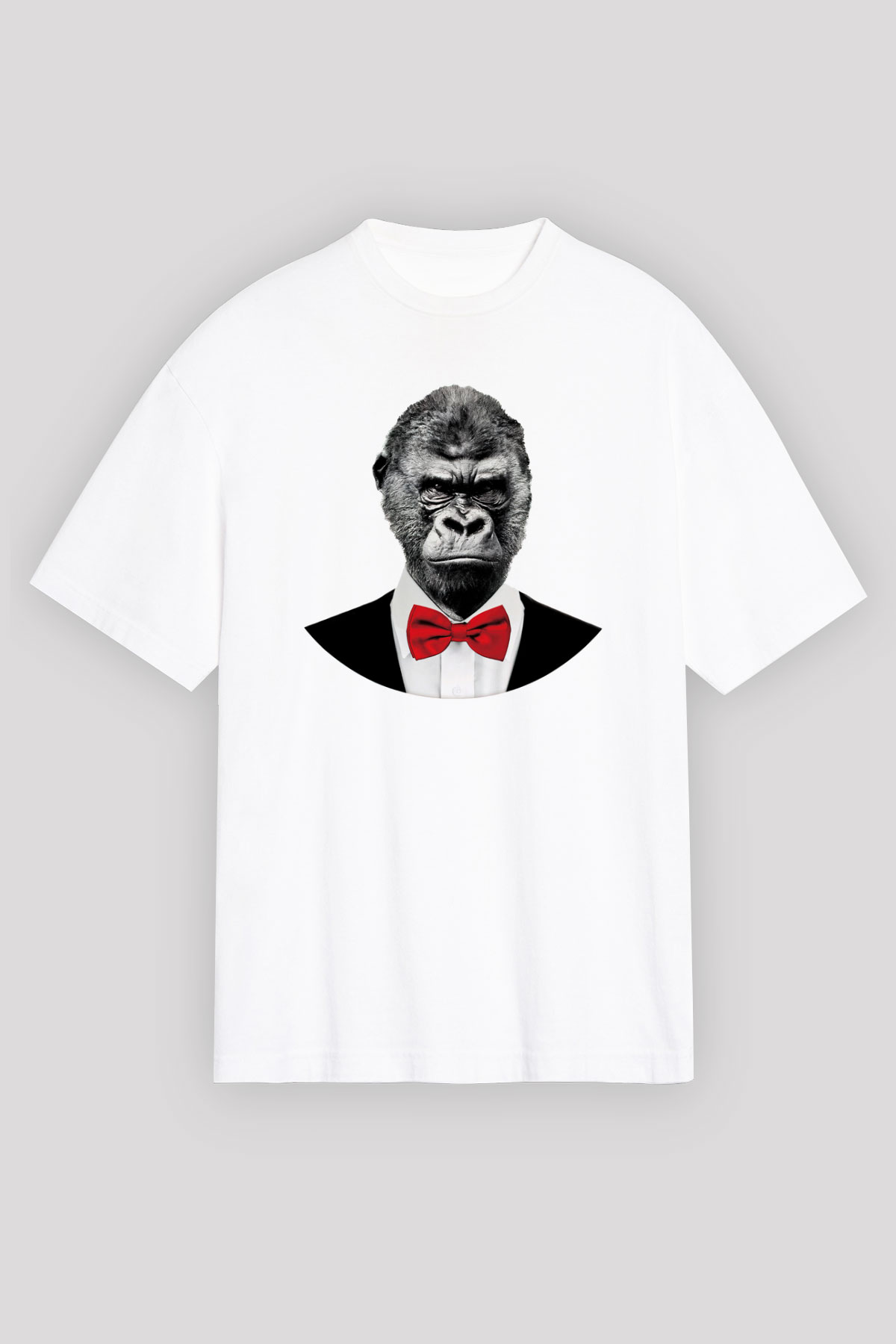 Goril Beyaz Unisex Oversize Tişört T-Shirt