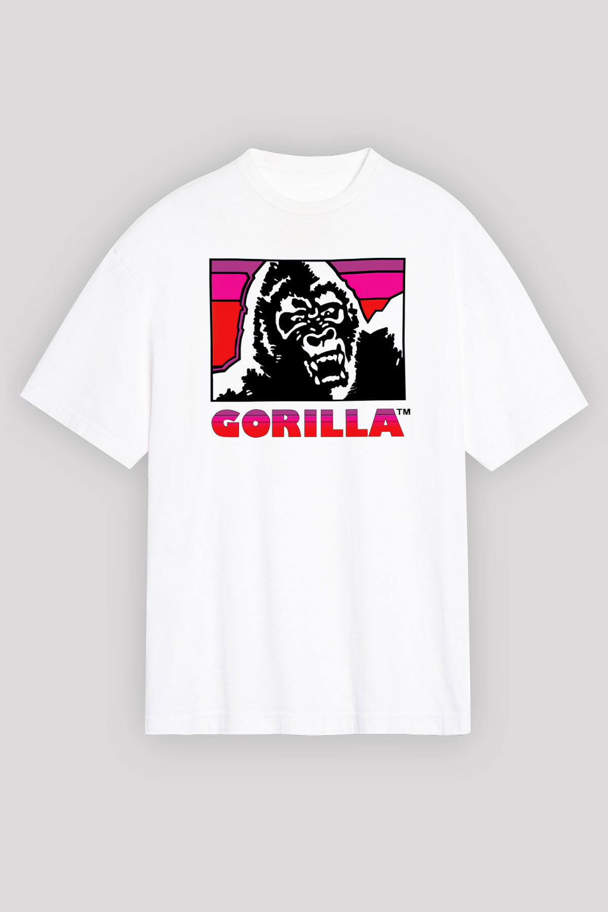 Goril Beyaz Unisex Oversize Tişört T-Shirt