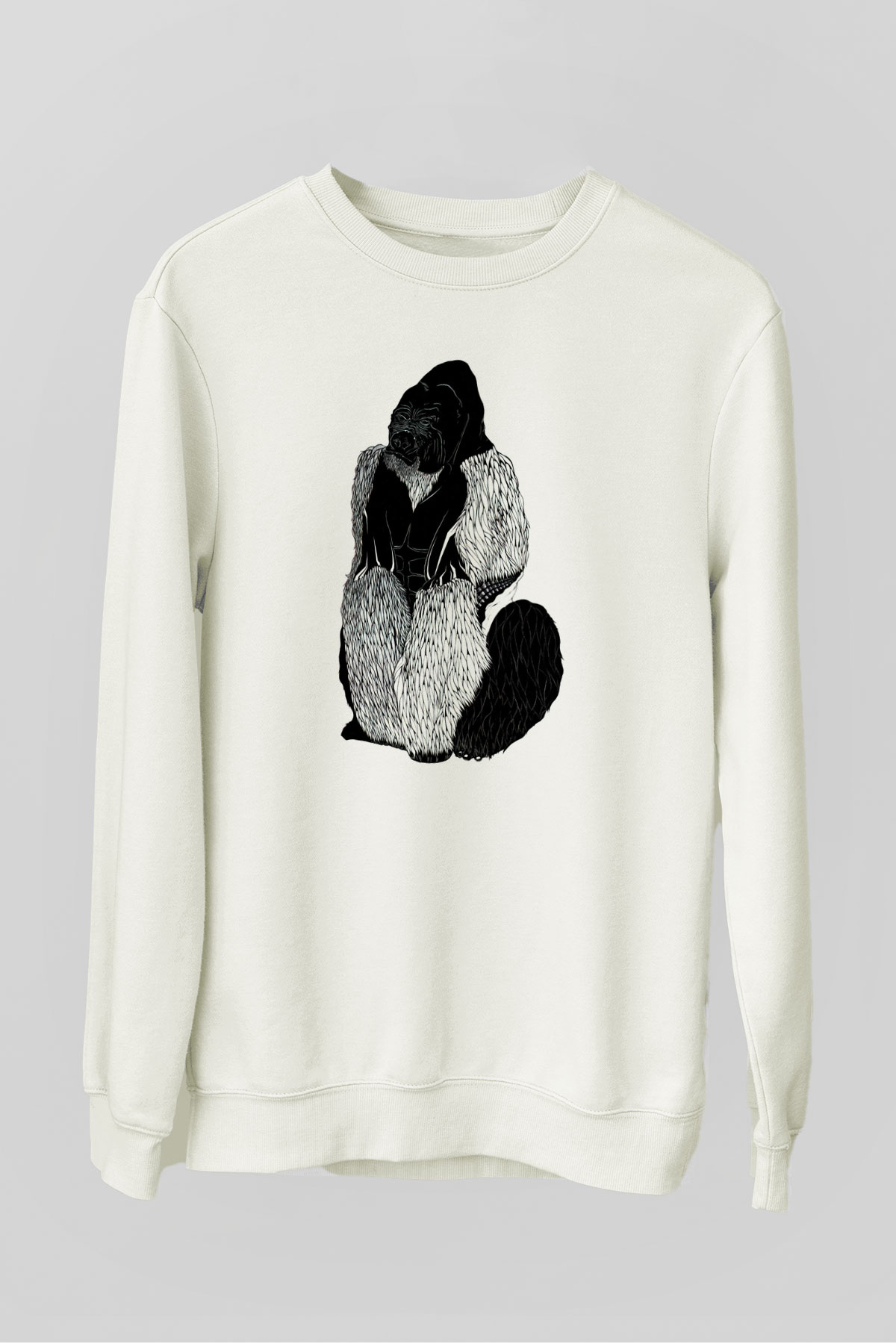 Goril Beyaz Unisex Sweatshirt
