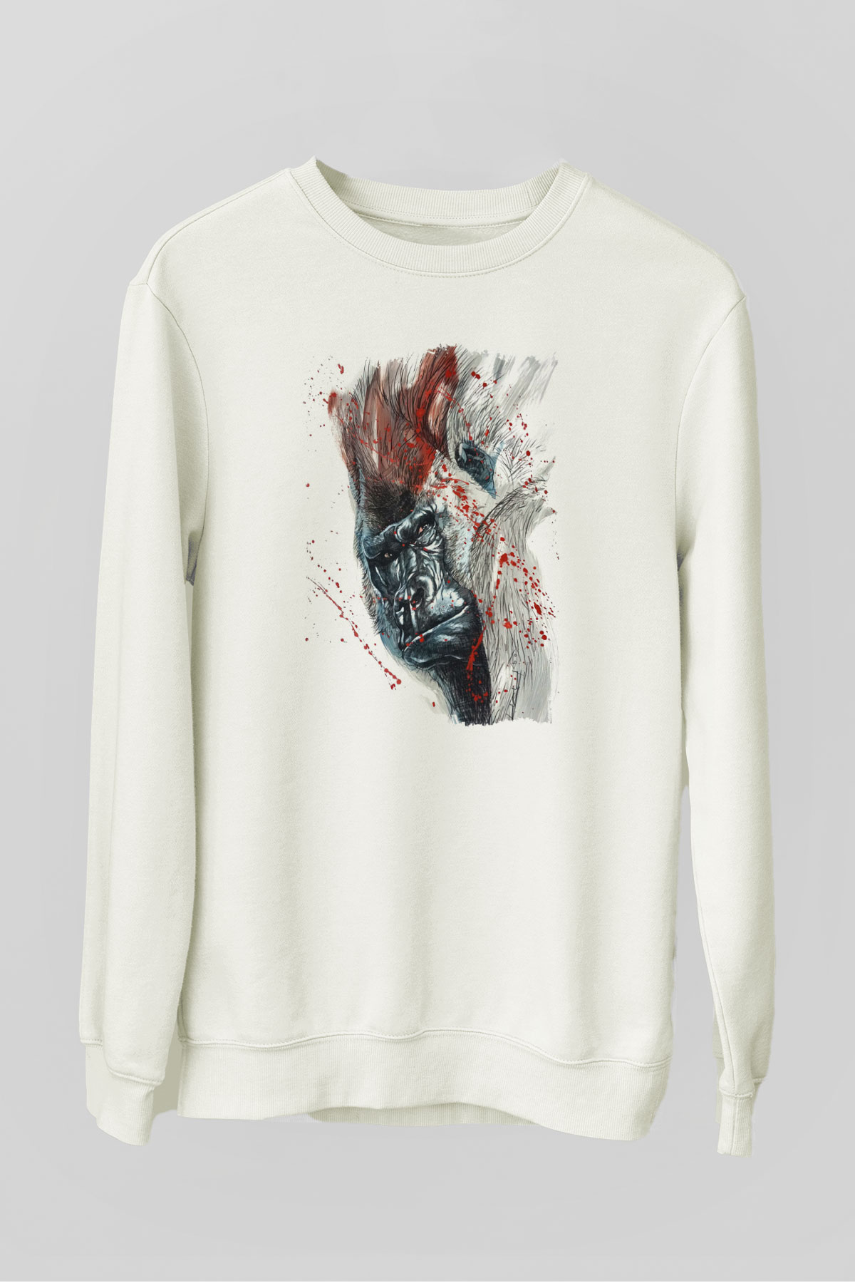 Goril Beyaz Unisex Sweatshirt