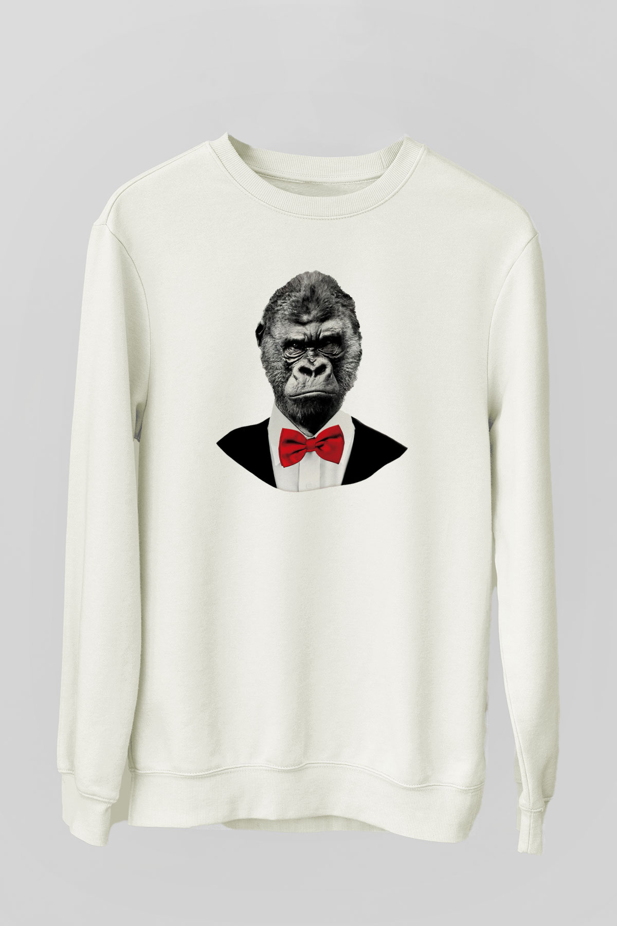Goril Beyaz Unisex Sweatshirt
