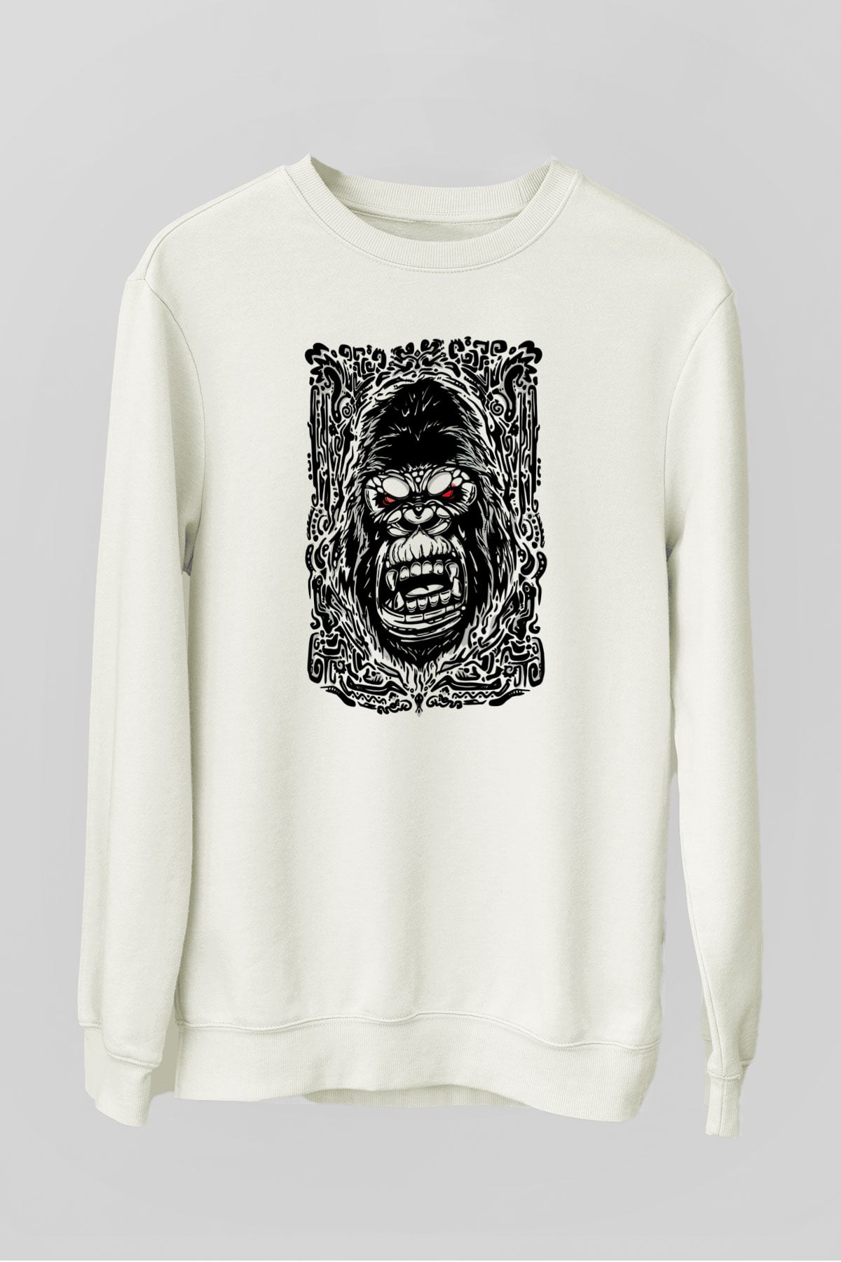 Goril Beyaz Unisex Sweatshirt