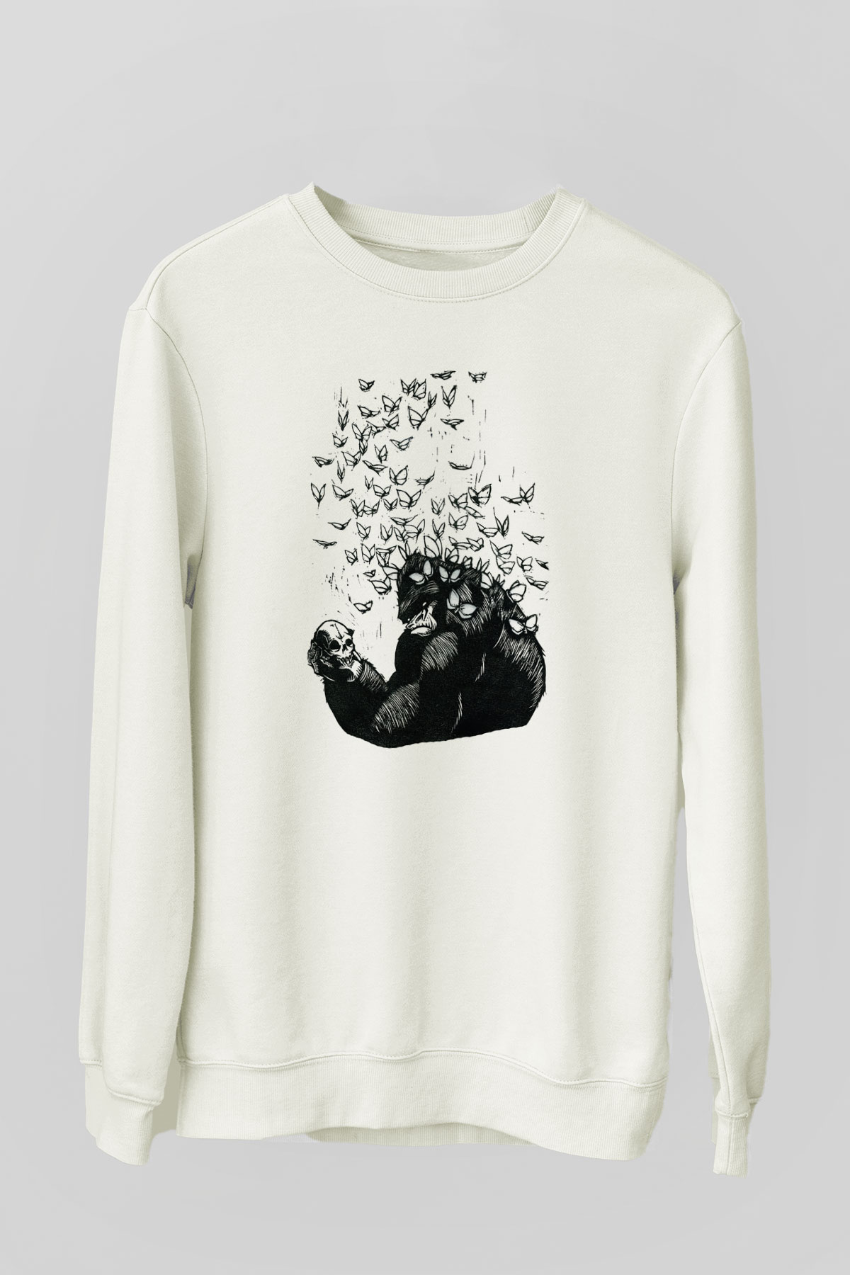 Goril Beyaz Unisex Sweatshirt