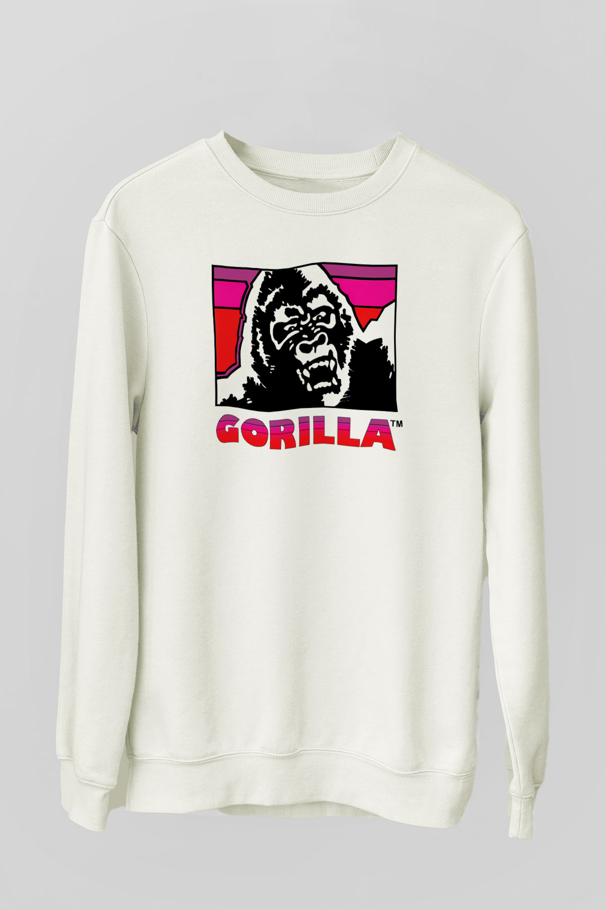 Goril Beyaz Unisex Sweatshirt