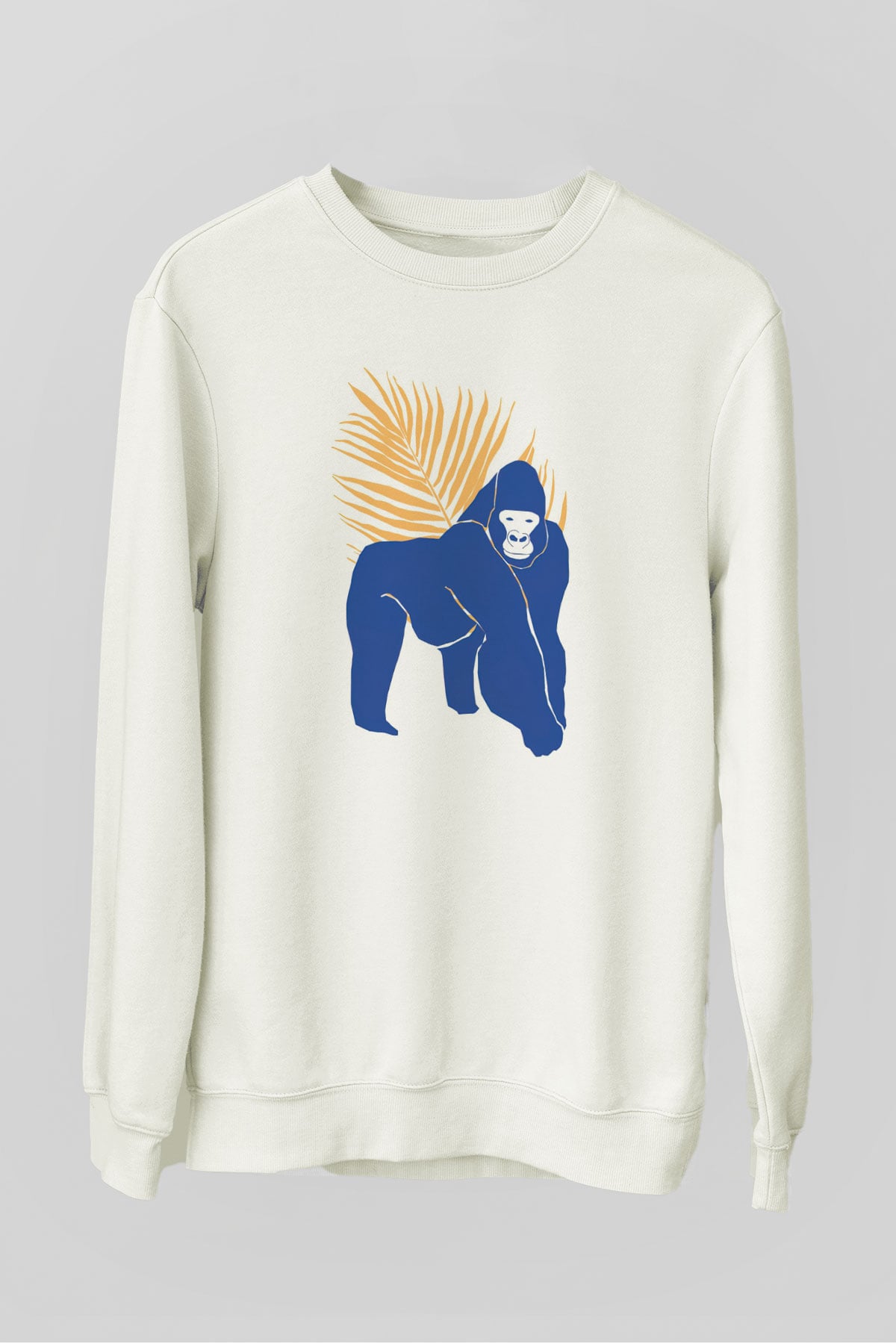 Goril Beyaz Unisex Sweatshirt