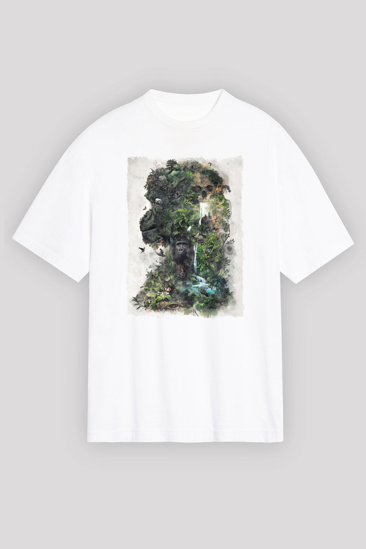 Goril Beyaz Unisex Tişört T-Shirt - TişörtFabrikası