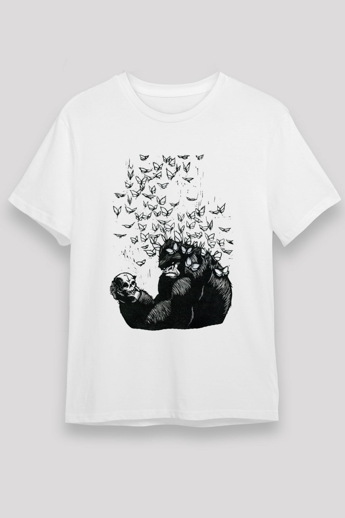 Goril Beyaz Unisex Tişört T-Shirt - TişörtFabrikası