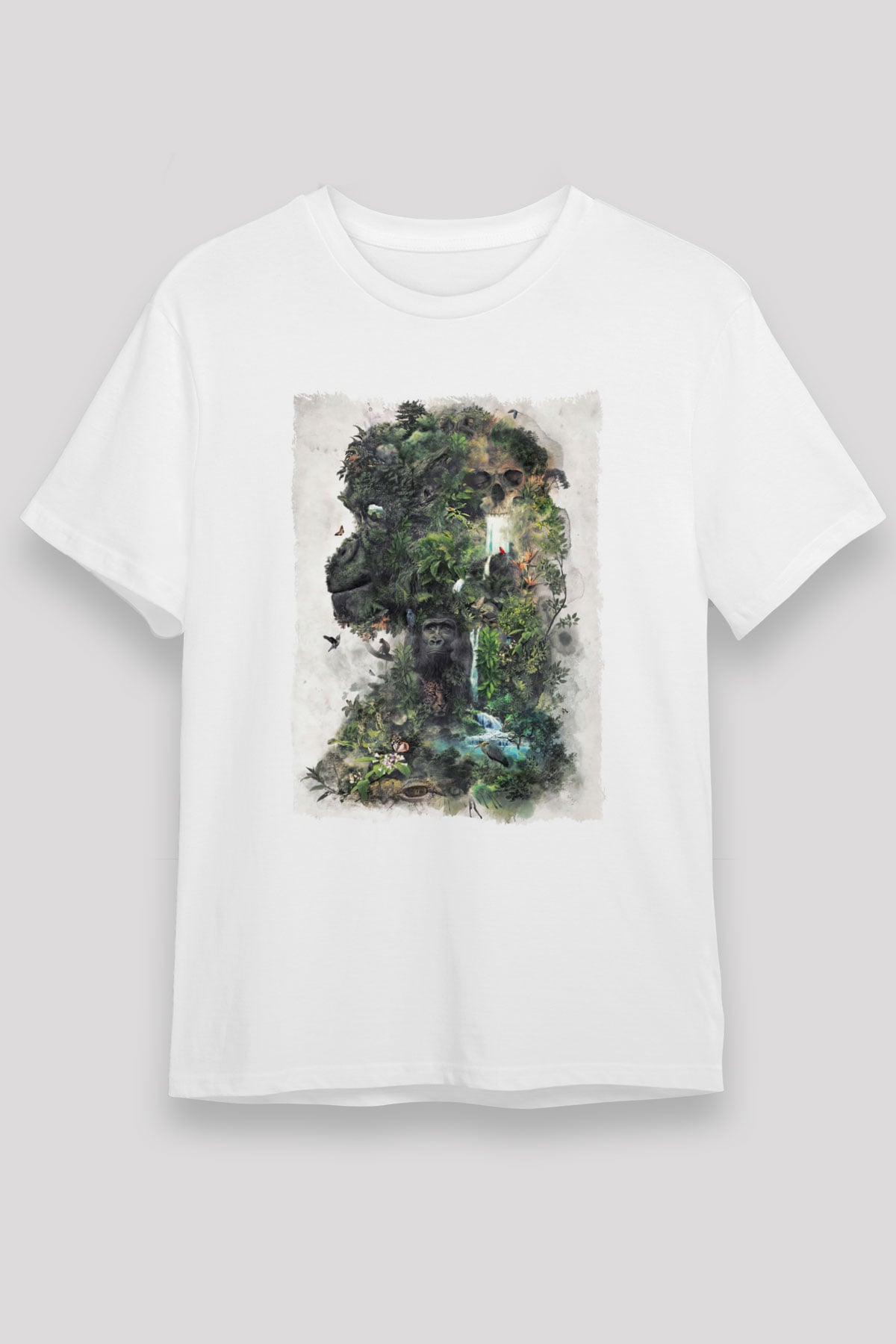 Goril Beyaz Unisex Tişört T-Shirt - TişörtFabrikası