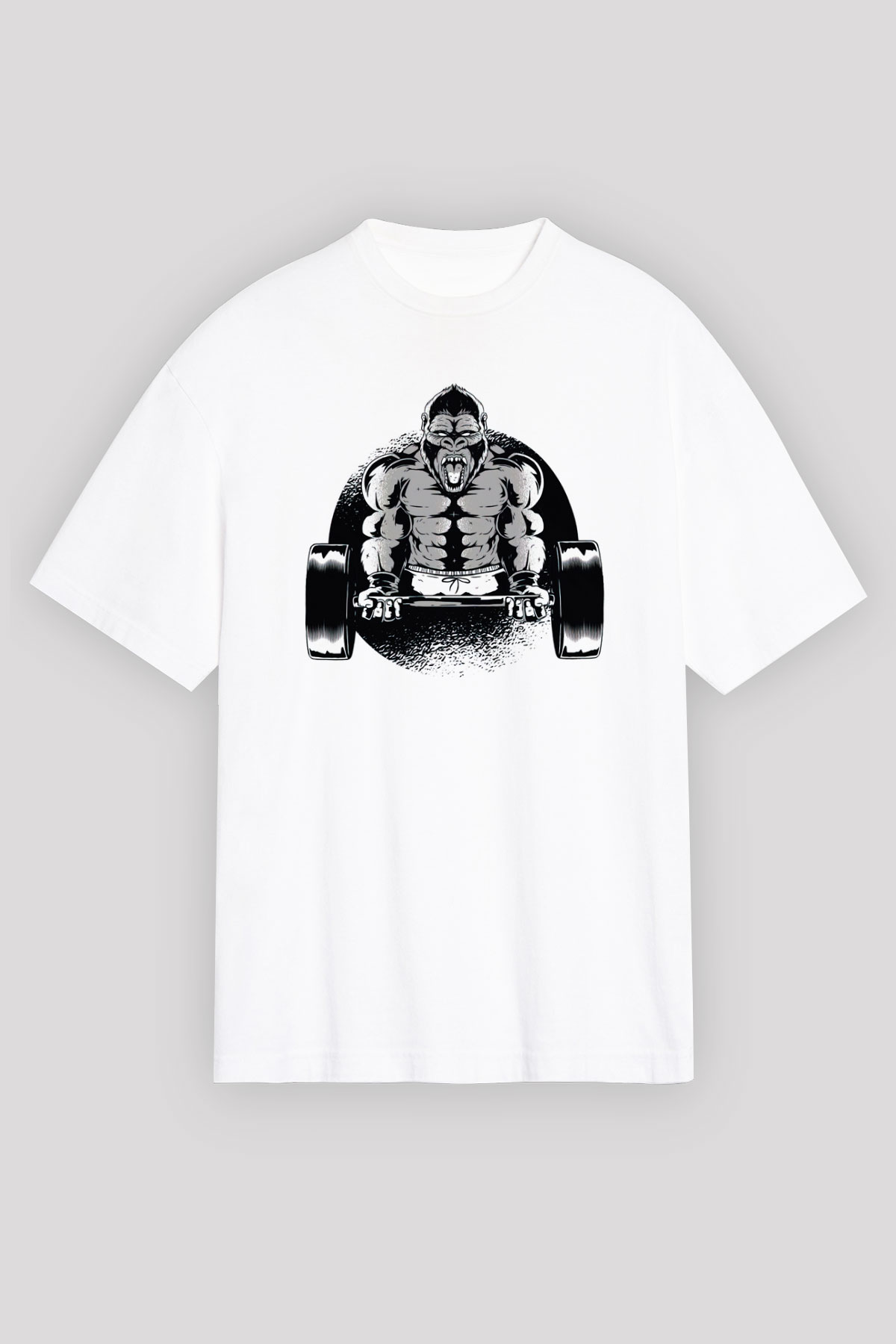 Goril Beyaz Unisex Tişört T-Shirt - TişörtFabrikası
