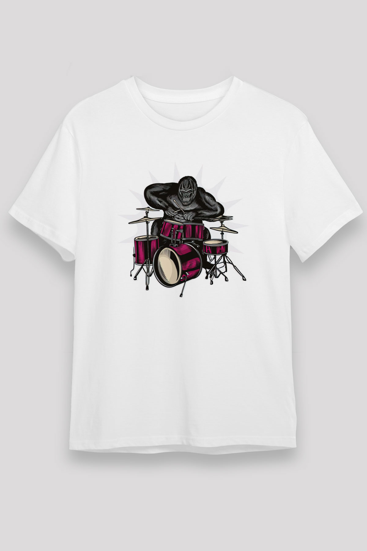 Goril Beyaz Unisex Tişört T-Shirt - TişörtFabrikası
