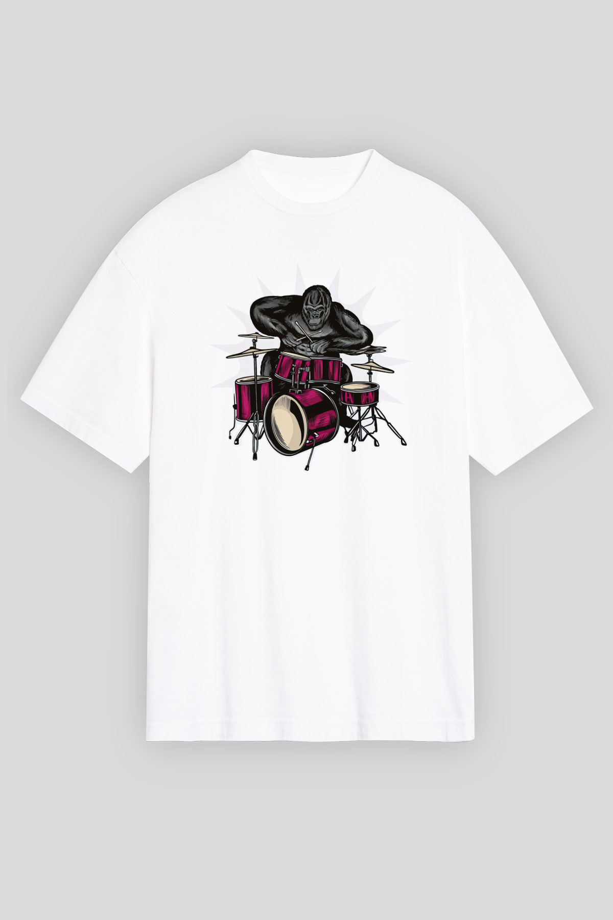 Goril Beyaz Unisex Tişört T-Shirt - TişörtFabrikası