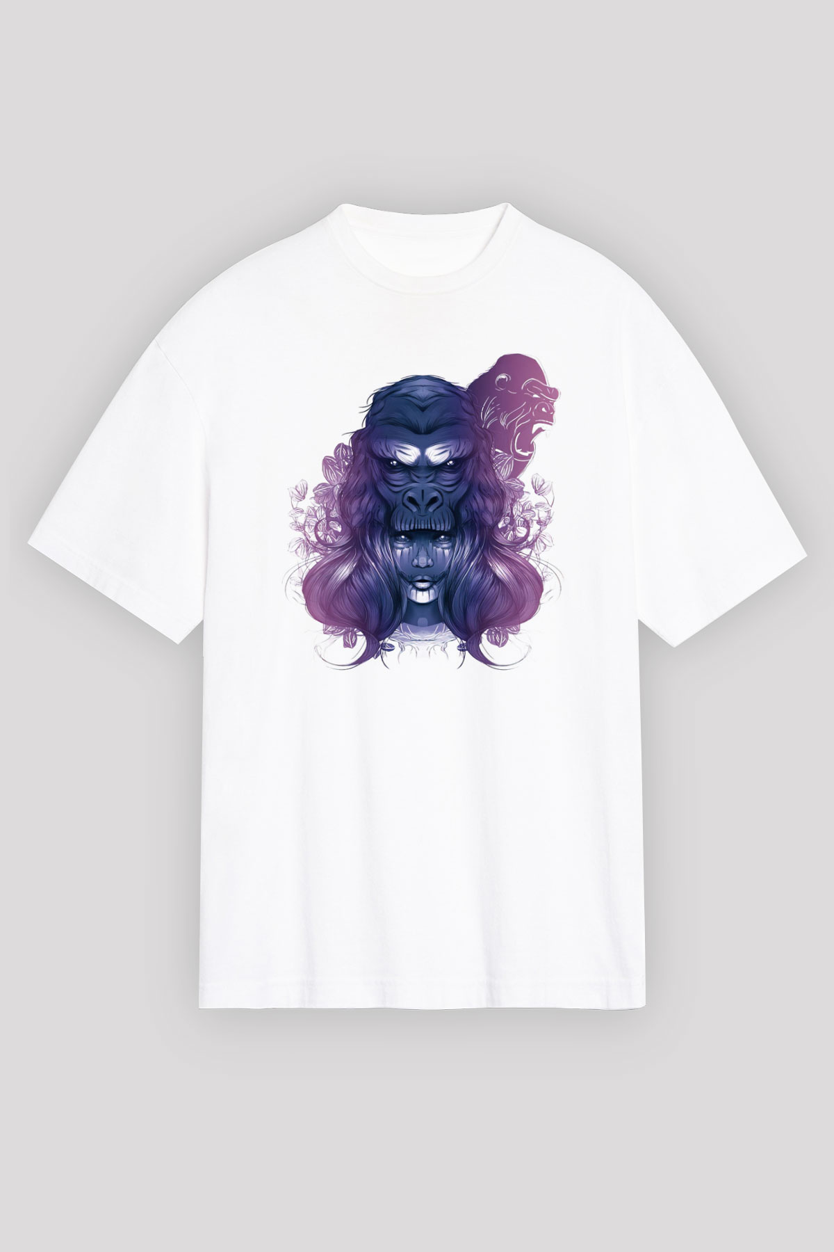 Goril Beyaz Unisex Tişört T-Shirt - TişörtFabrikası