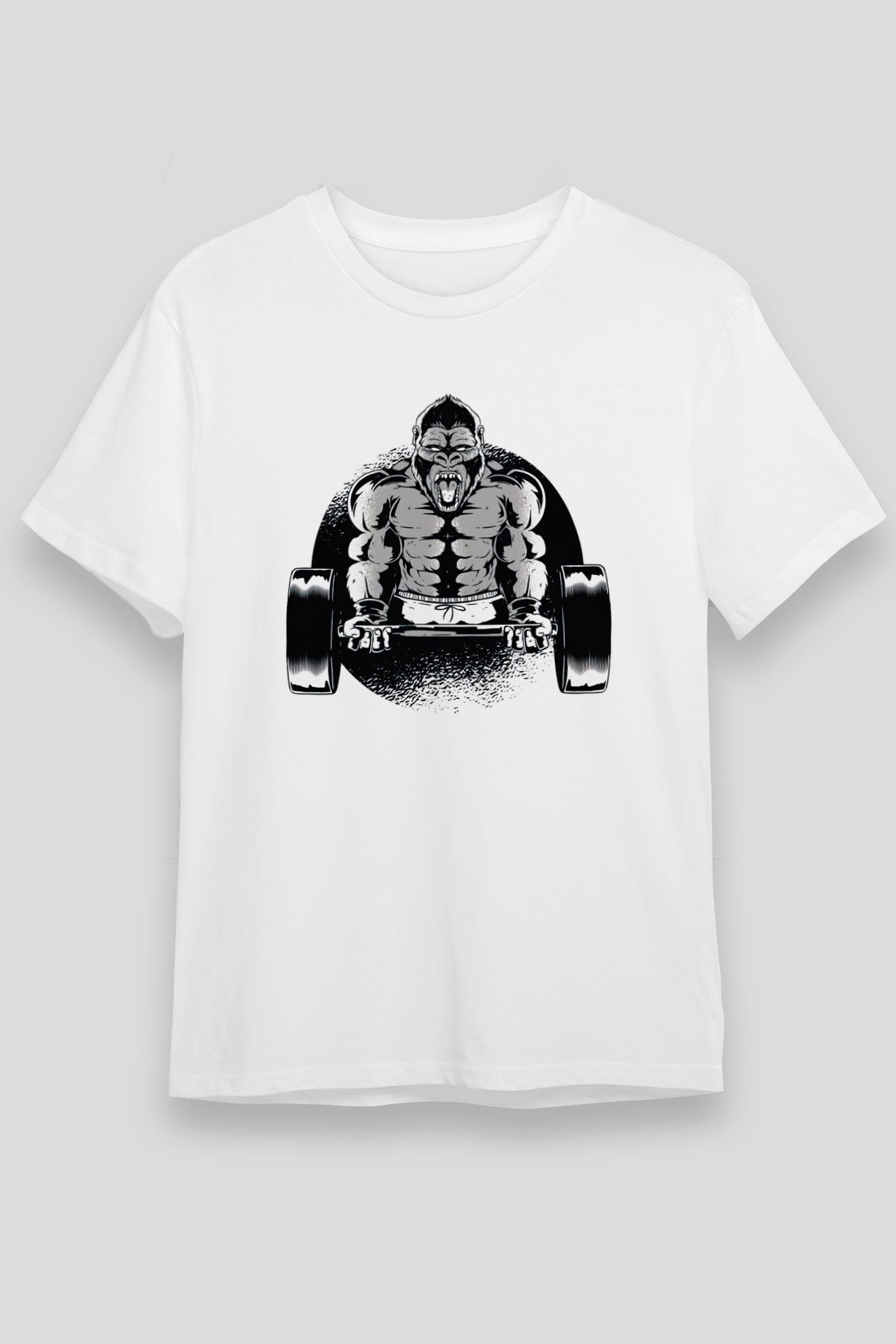Goril Beyaz Unisex Tişört T-Shirt - TişörtFabrikası