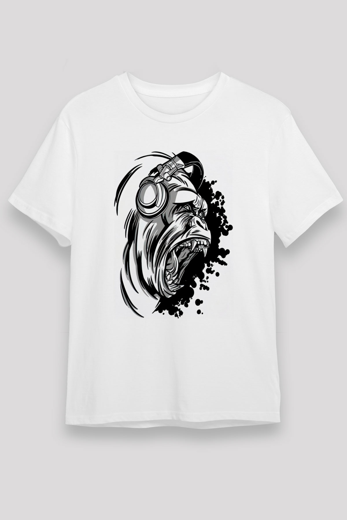 Goril Beyaz Unisex Tişört T-Shirt - TişörtFabrikası