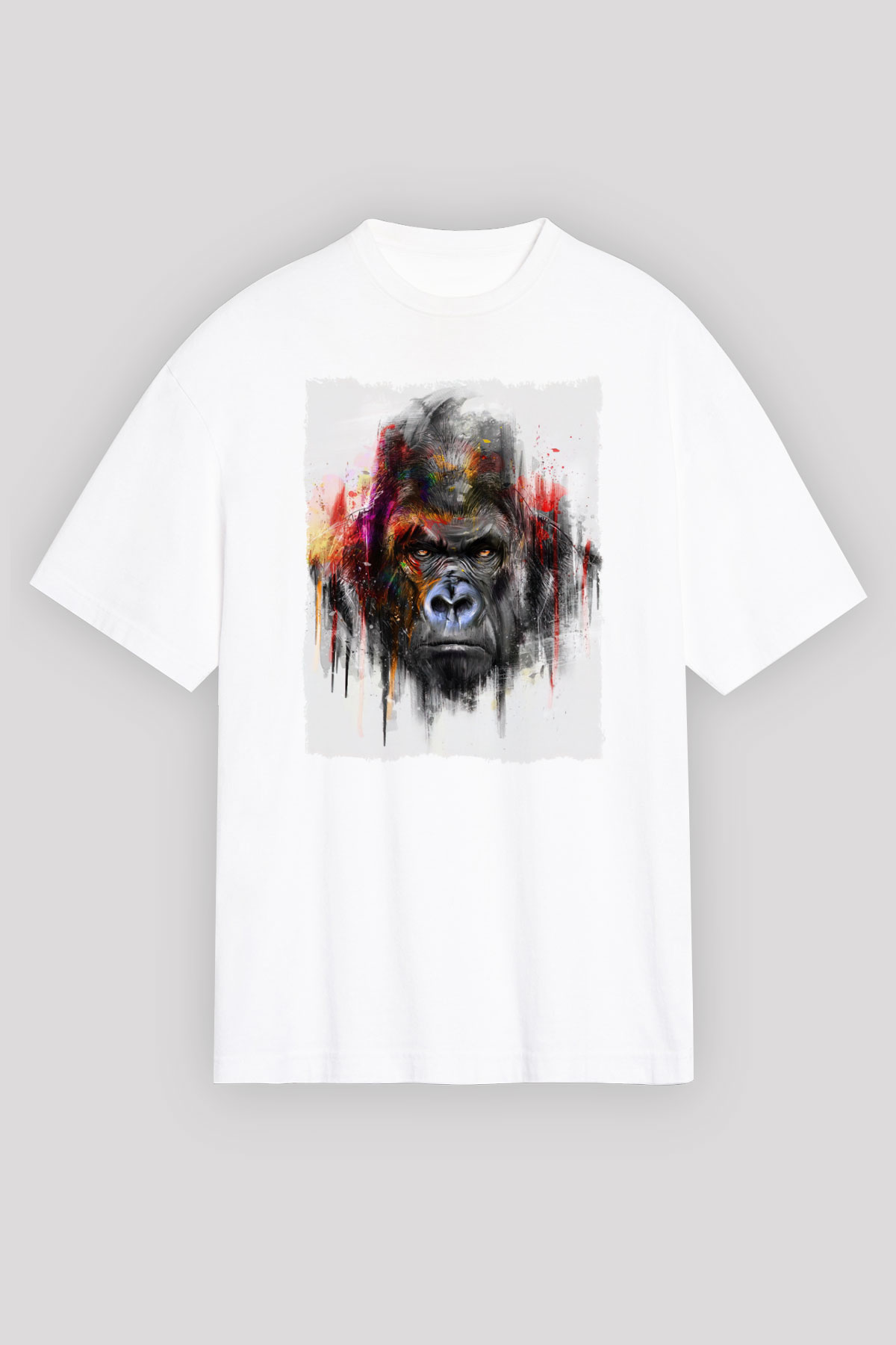 Goril Beyaz Unisex Tişört T-Shirt - TişörtFabrikası
