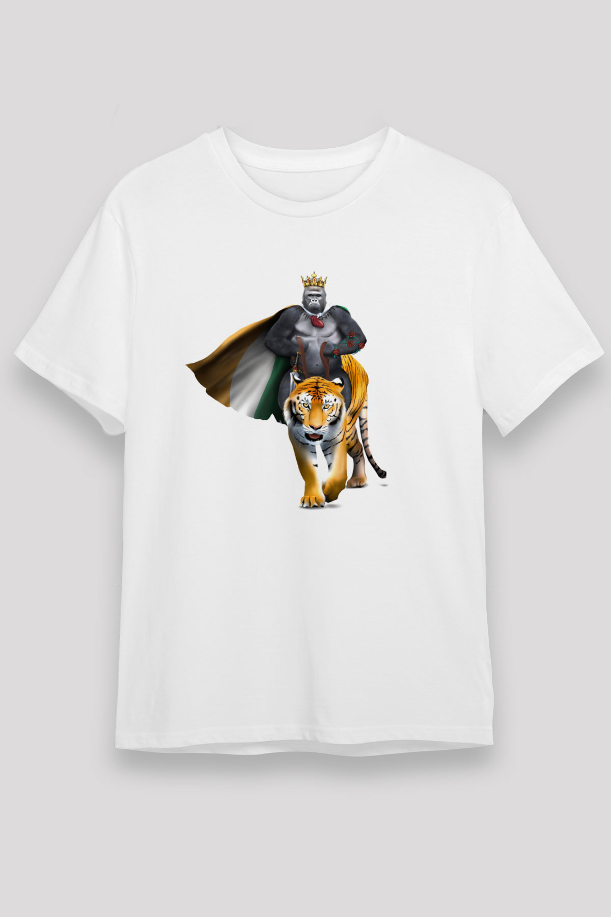 Goril Beyaz Unisex Tişört T-Shirt - TişörtFabrikası