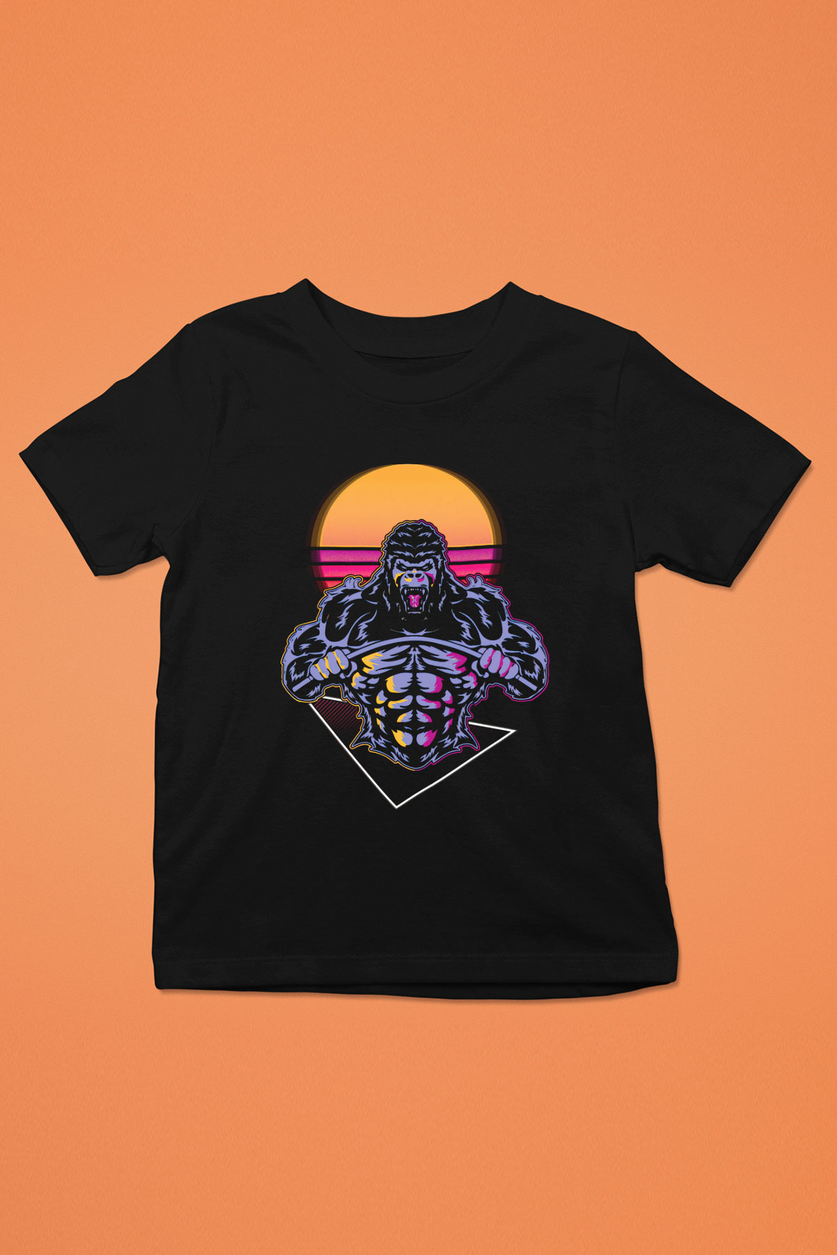 Goril Siyah Unisex Çocuk Tişört