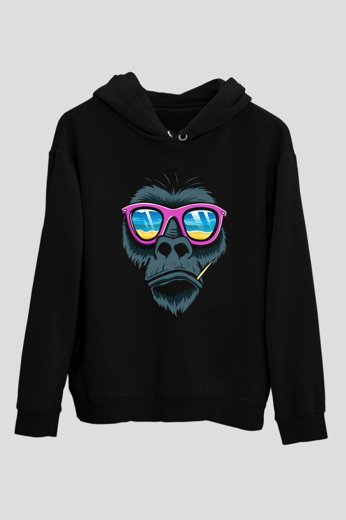 Goril Siyah Unisex Hoodie