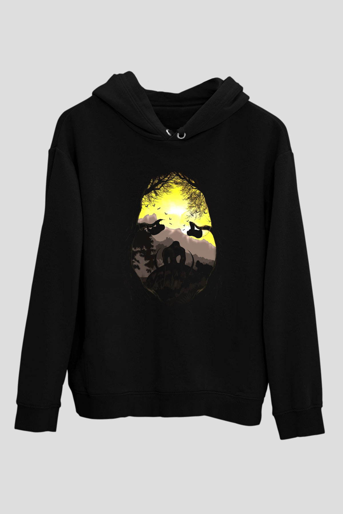 Goril Siyah Unisex Hoodie