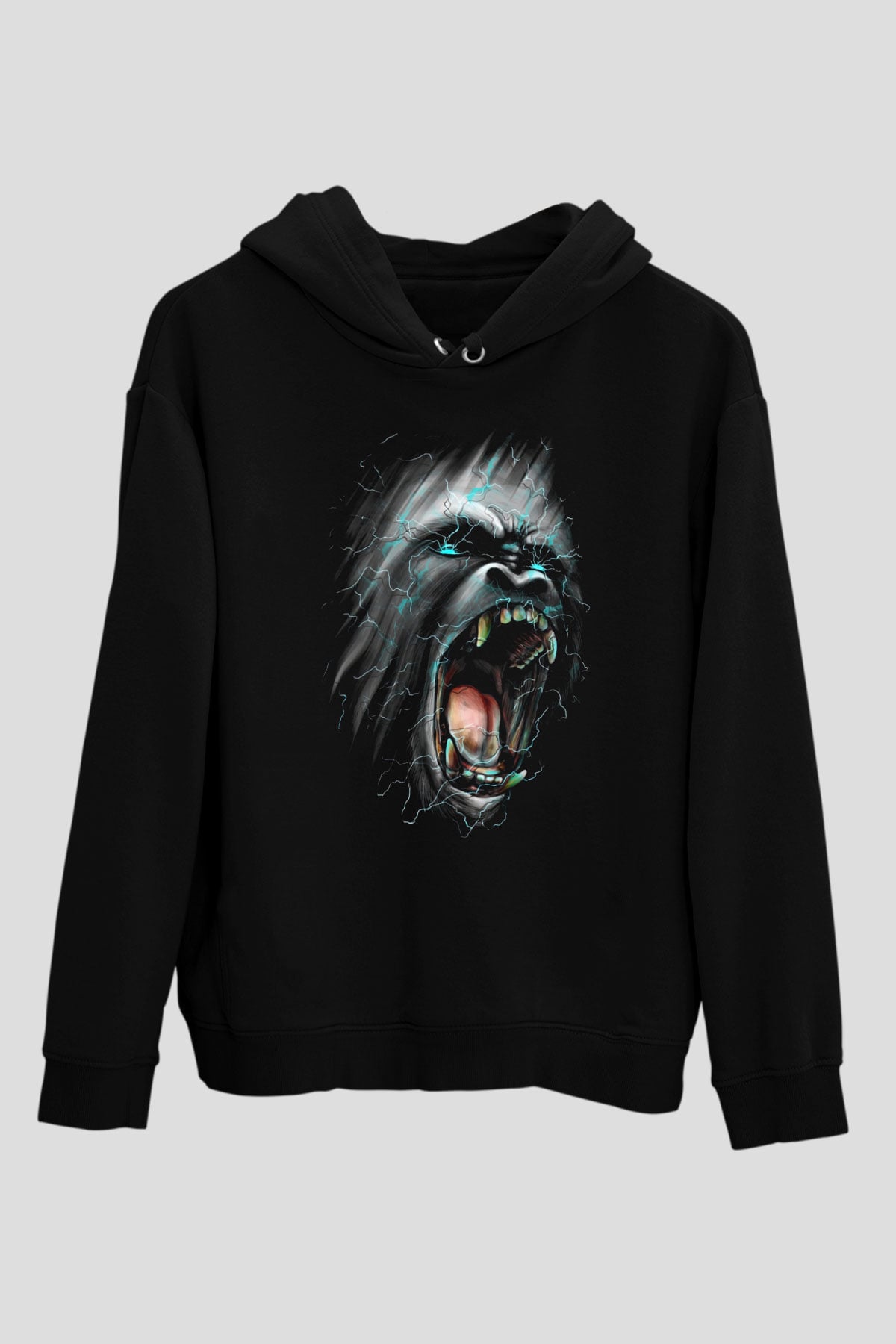 Goril Siyah Unisex Hoodie