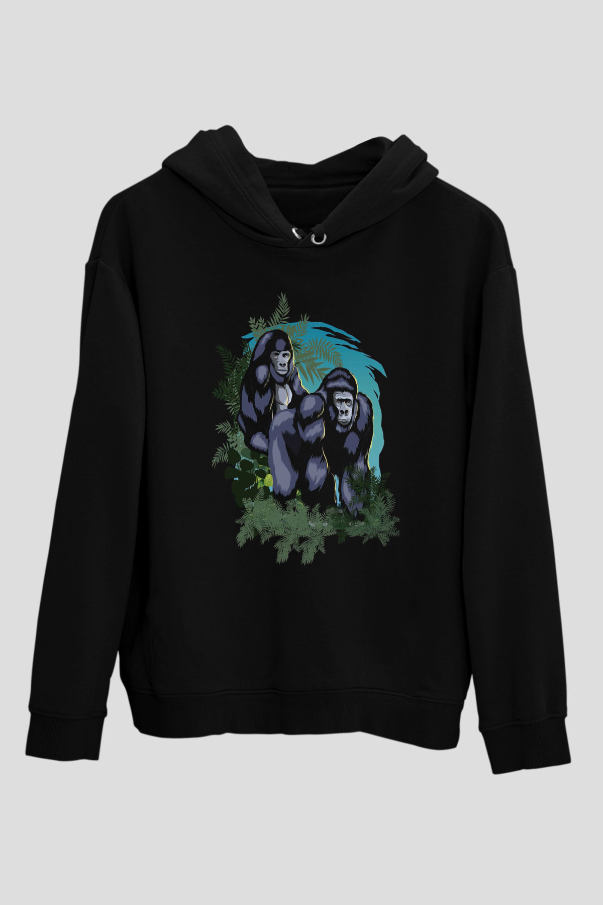 Goril Siyah Unisex Hoodie