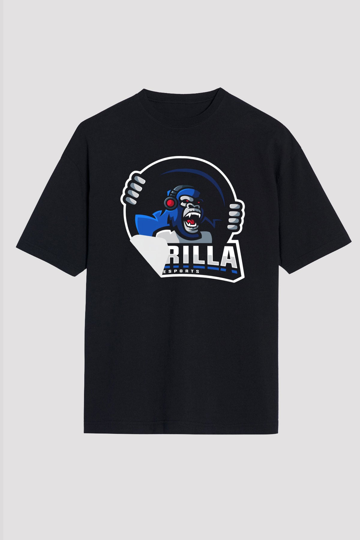 Goril Siyah Unisex Oversize Tişört T-Shirt