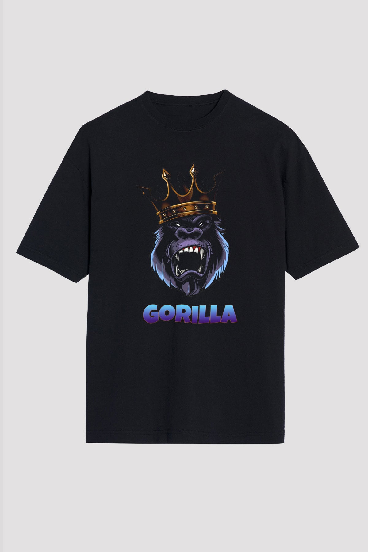 Goril Siyah Unisex Oversize Tişört T-Shirt