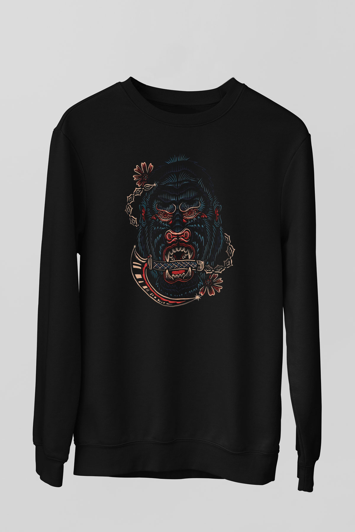 Goril Siyah Unisex Sweatshirt