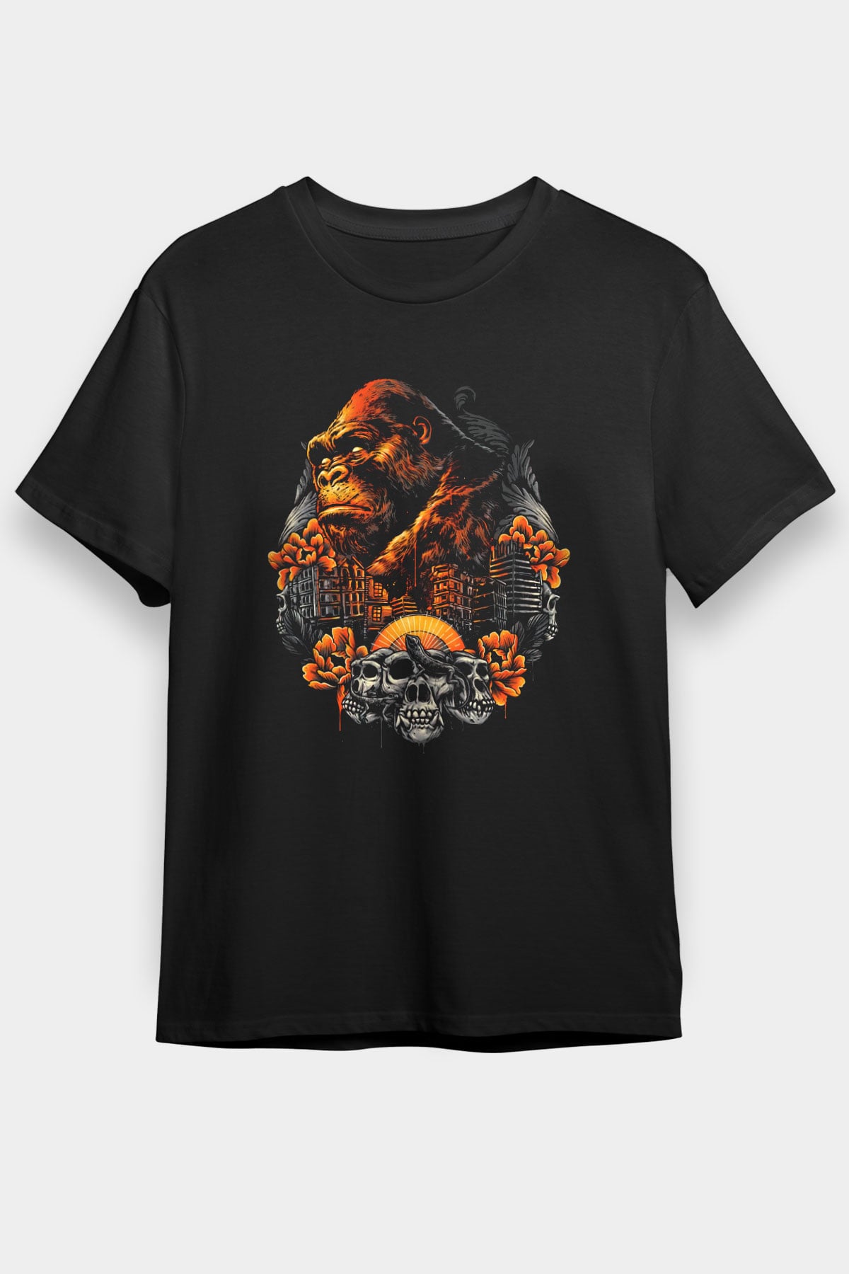 Goril Siyah Unisex Tişört T-Shirt - TişörtFabrikası