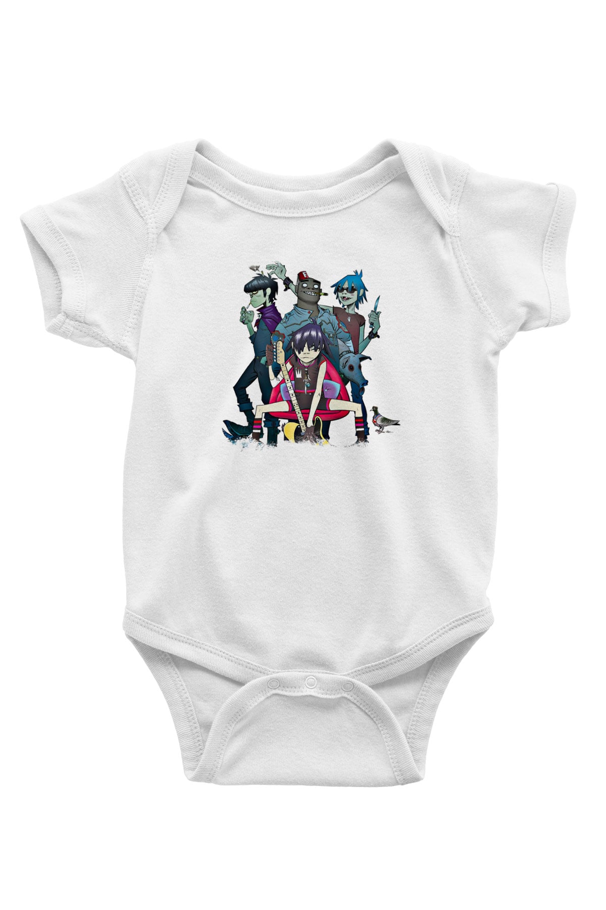 Gorillaz Baskılı Unisex Beyaz Bebek Body - Zıbın