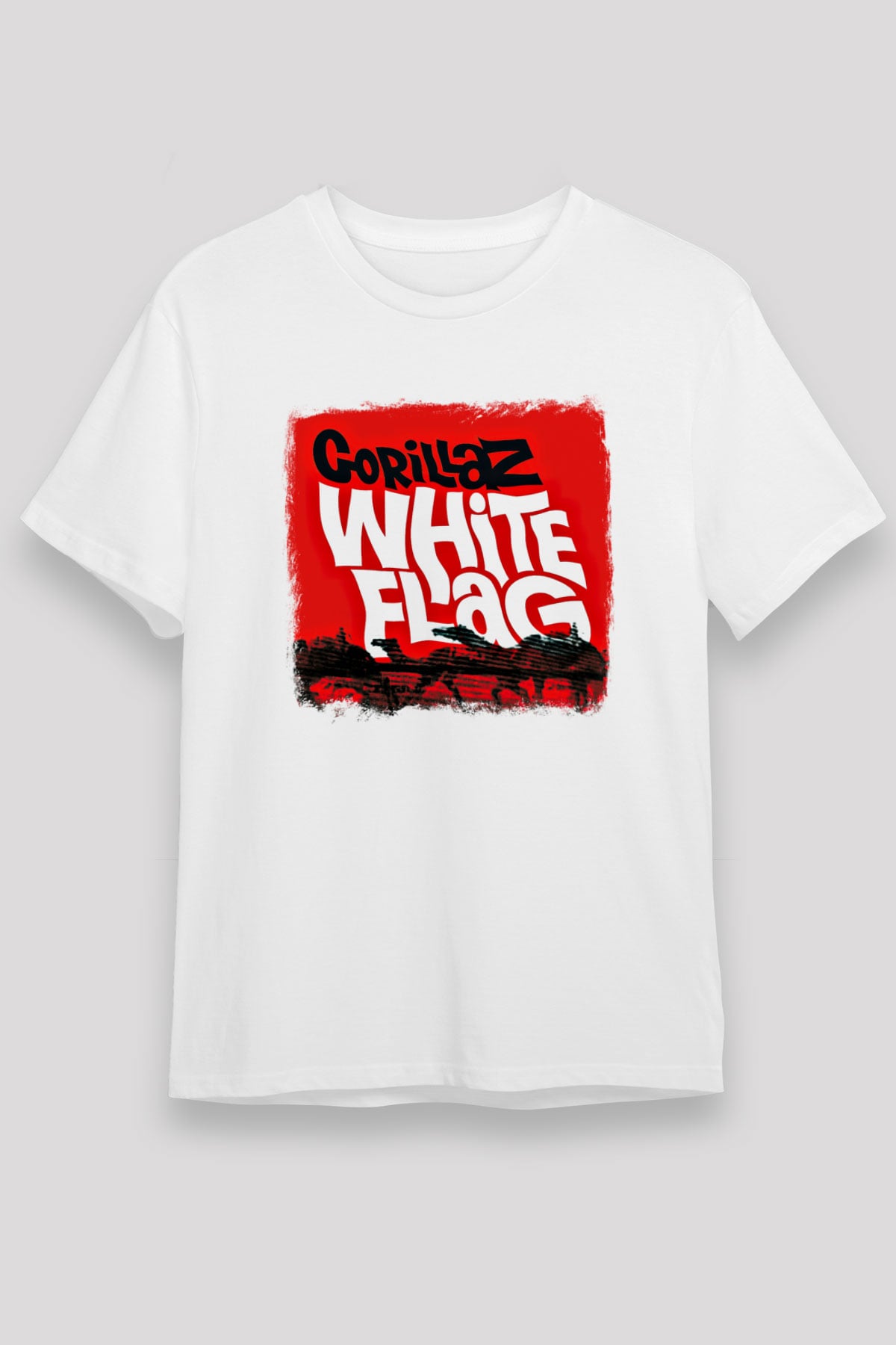 Gorillaz Baskılı Unisex Beyaz Tişört